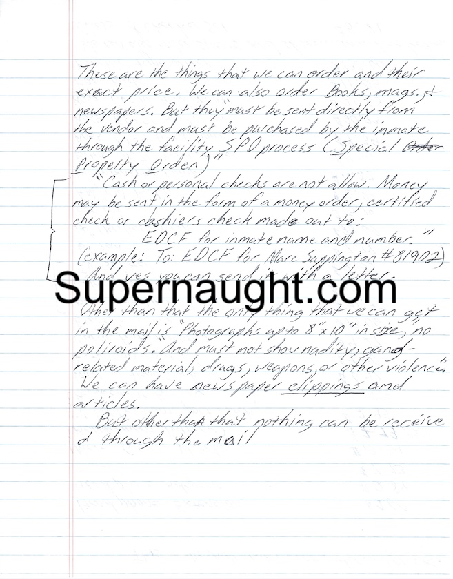 Marc Sappington Handwritten Commissary List Signed image 2