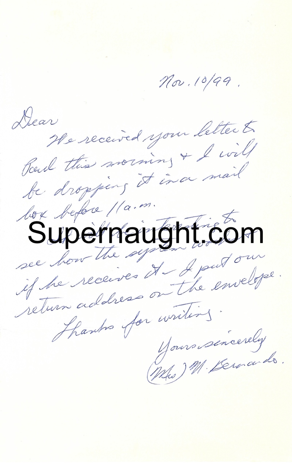 Marilyn Bernardo Letter and Envelope Set Both Signed