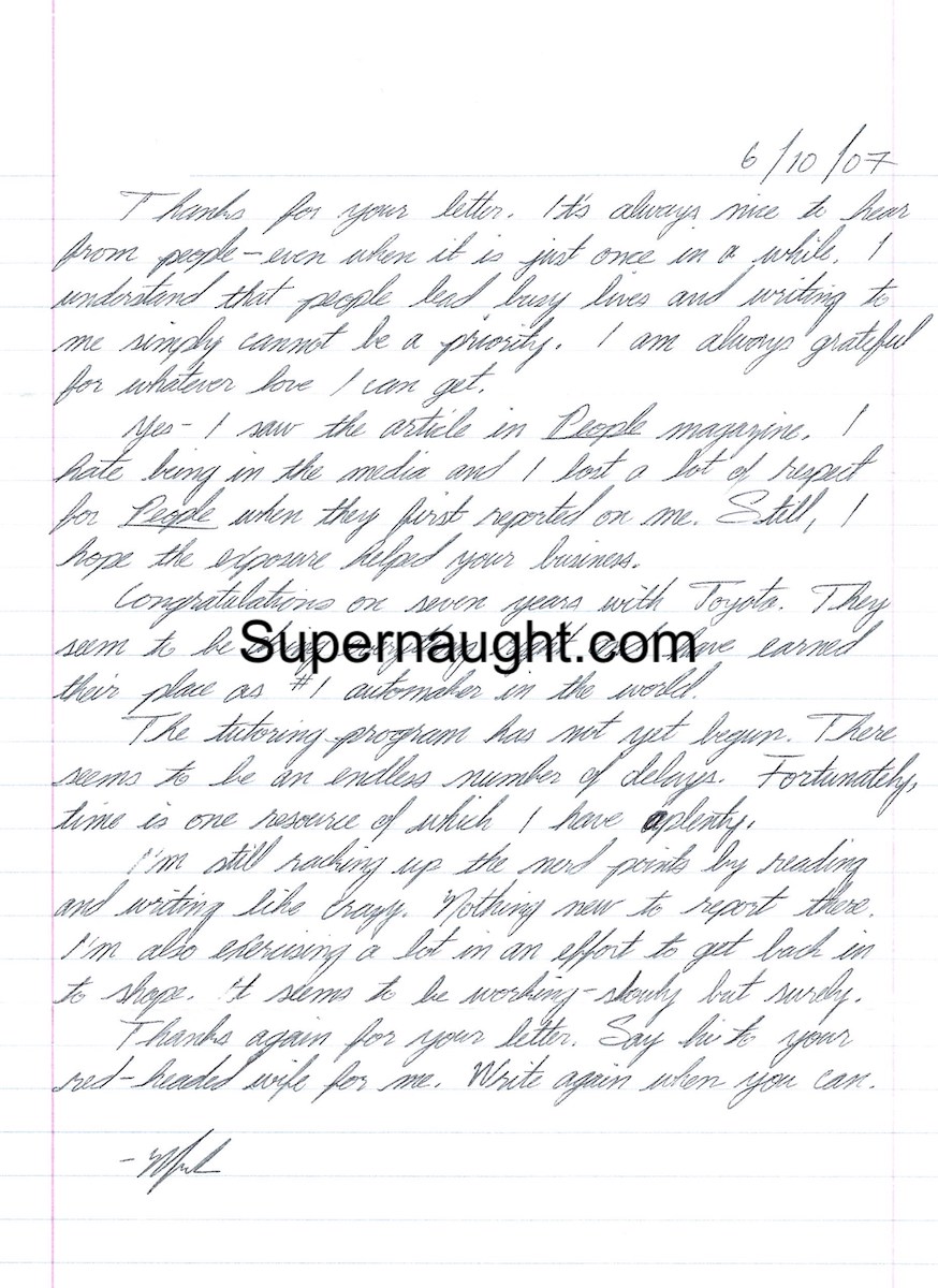 Mark Hacking One Page Letter and Envelope Both Signed
