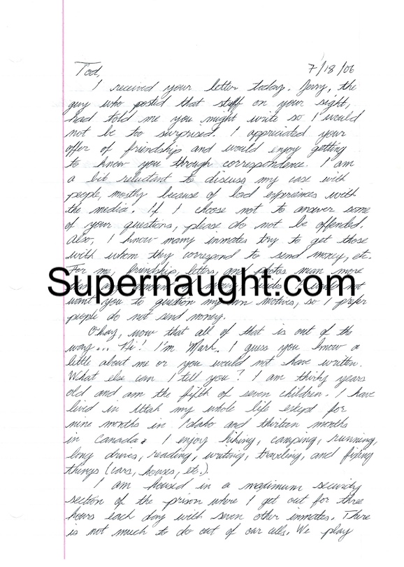 Mark Hacking Letter Self Portrait and Envelope Both Signed