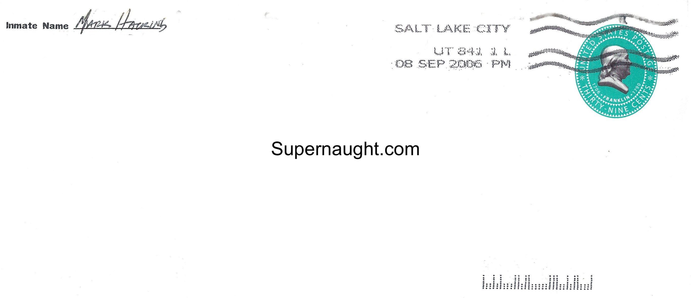 Mark Hacking Signed Envelope