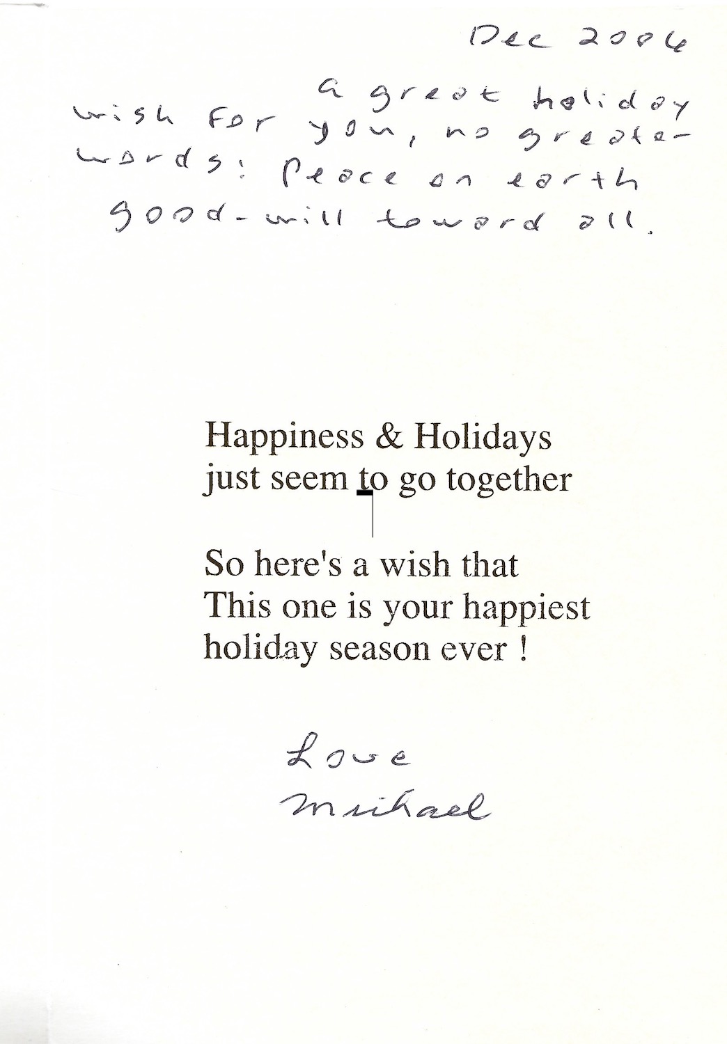 Michael Rodriguez Christmas Card and Envelope Both Signed