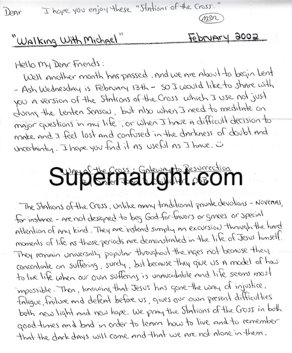 Michael Ross Newsletter and Signed Envelope Feb 2002