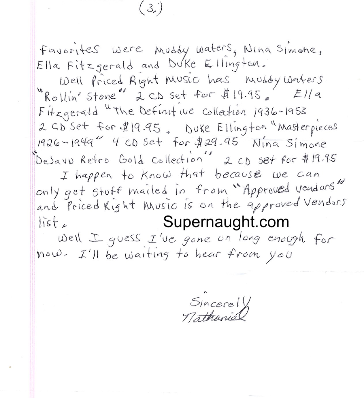 Nathaniel Code 3 Page Letter and Envelope Both Signed