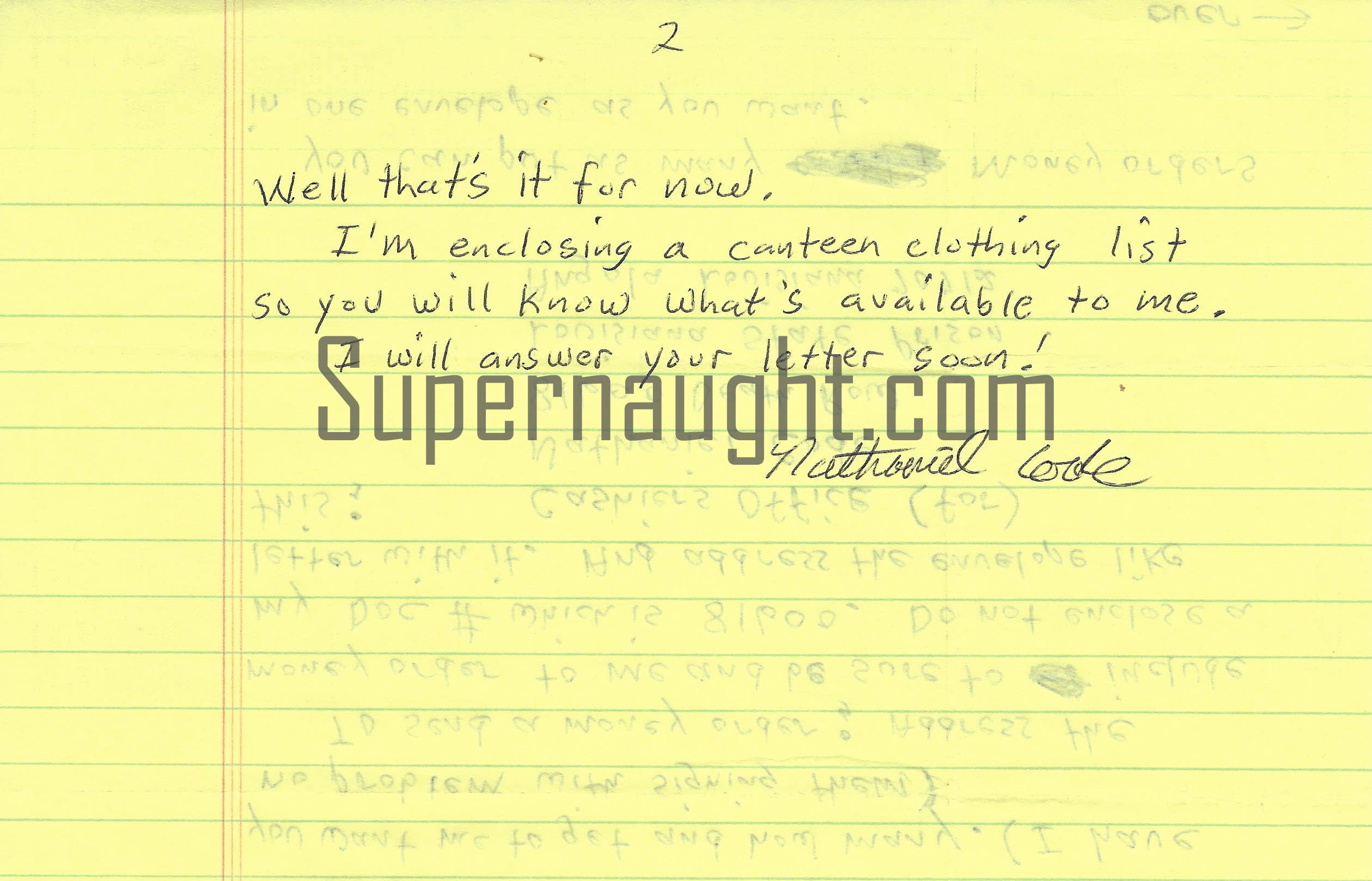 Nathaniel Code Signed Two Page Letter and Envelope Set image 2