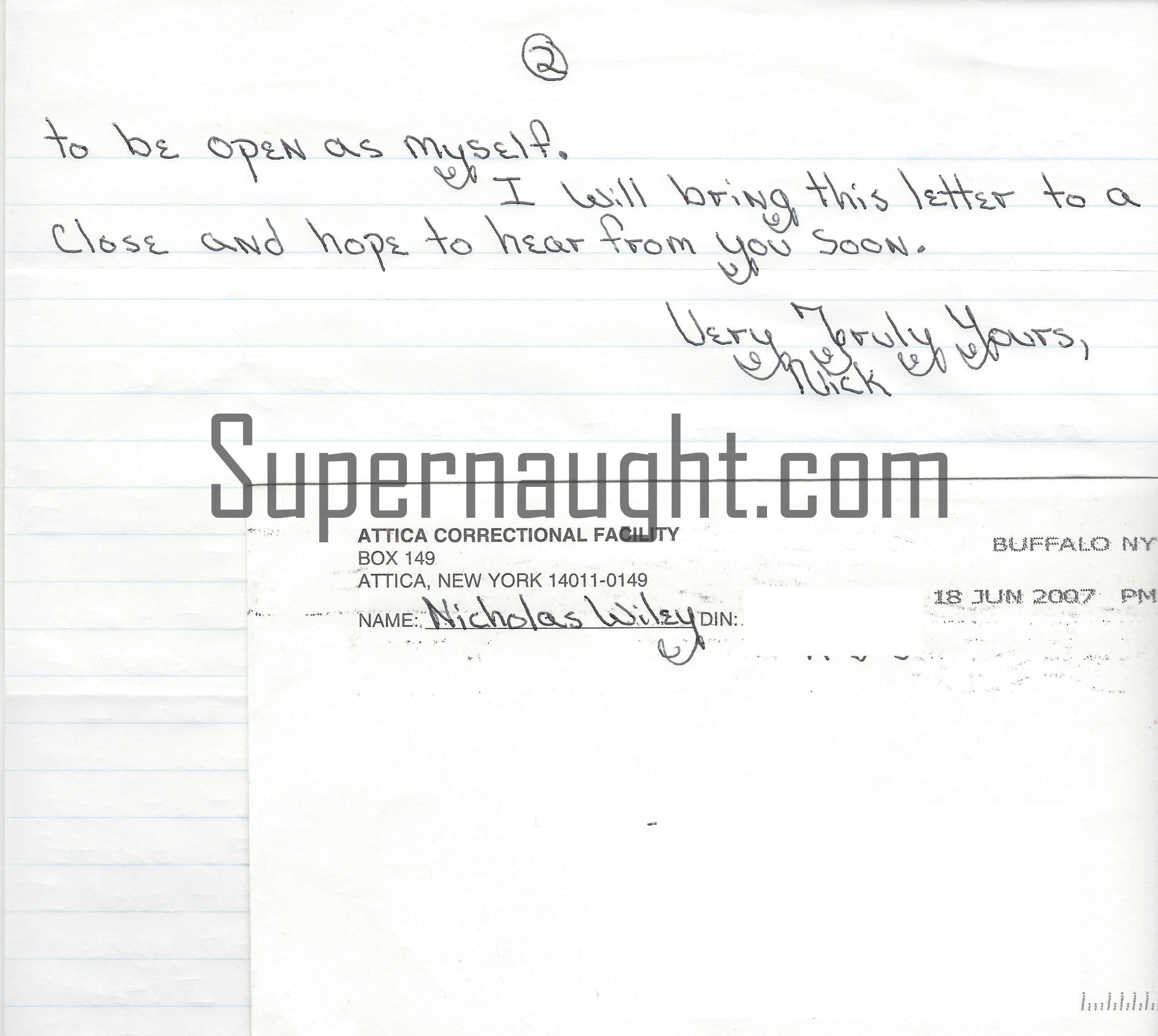 Nicholas Wiley Two Page Letter And Envelope Set Both Signed
