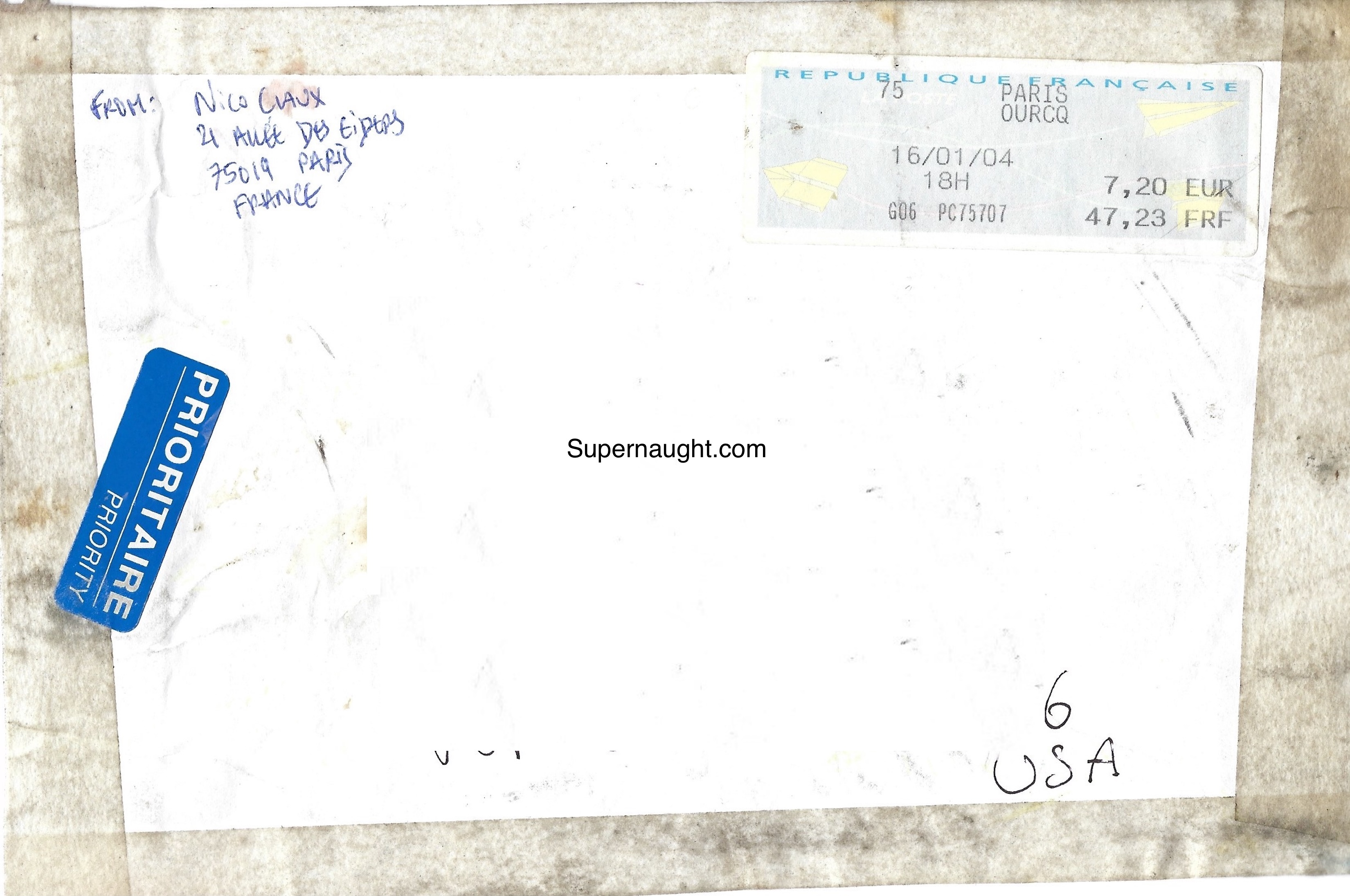 Nico Claux Signed Shipping Label