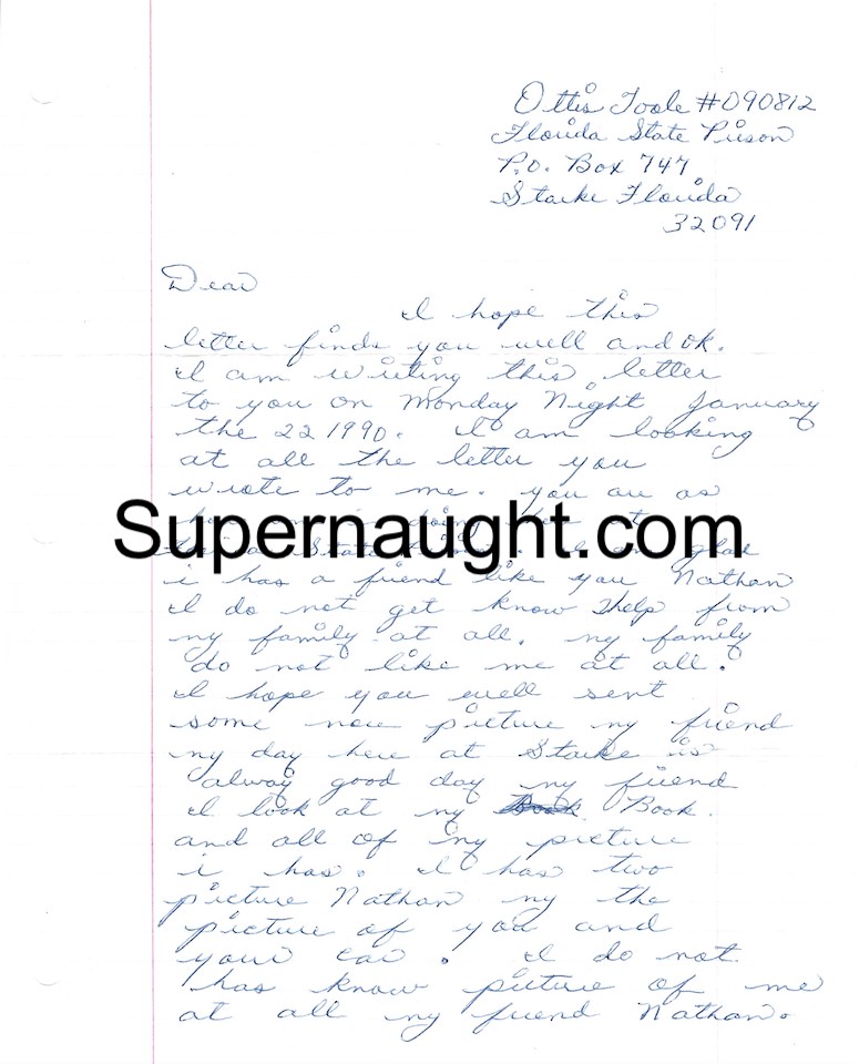 Ottis Toole 4 Page Letter and Envelope Set Both Signed