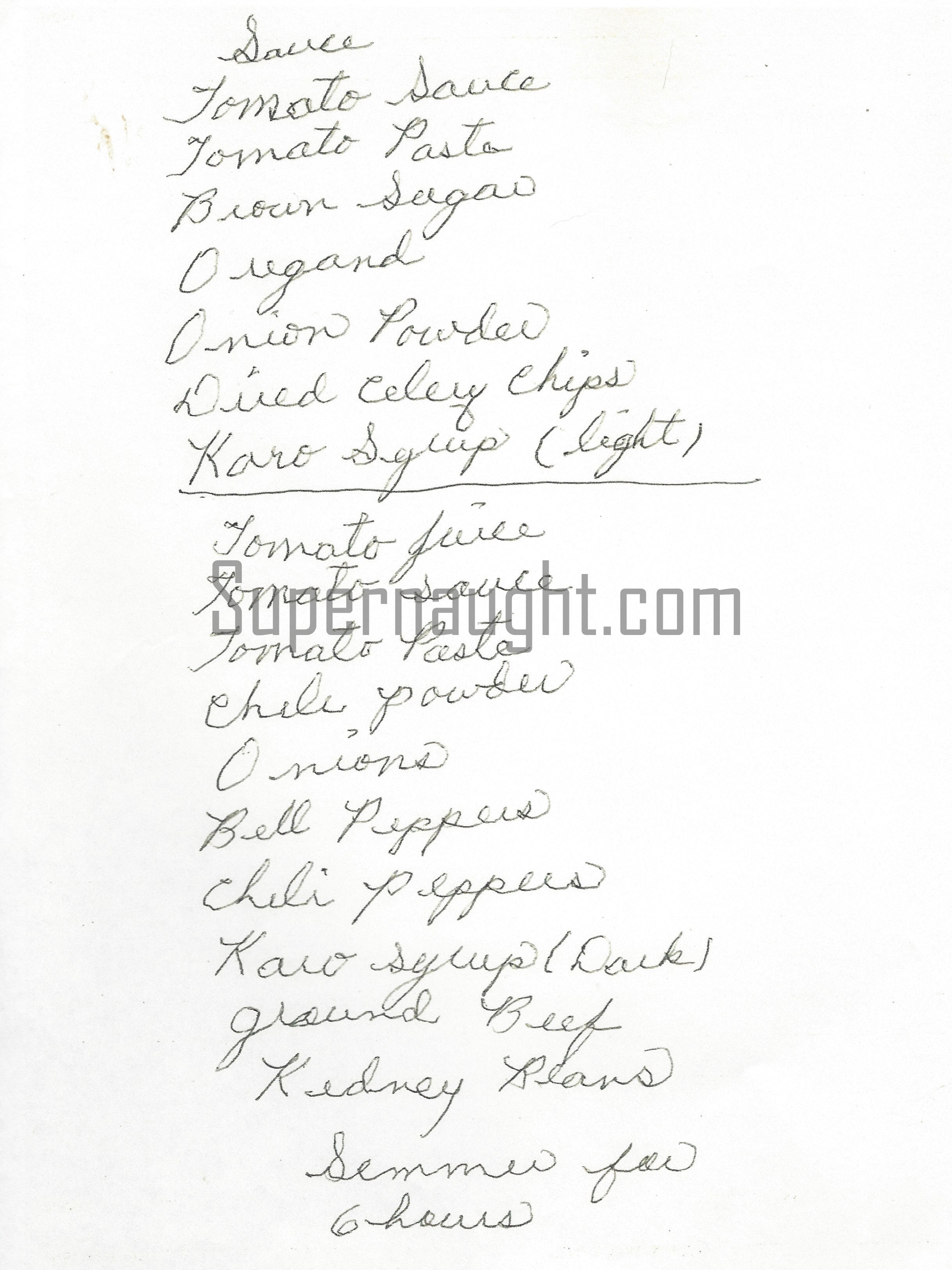 Ottis Toole Copy List of Ingredients For BBQ