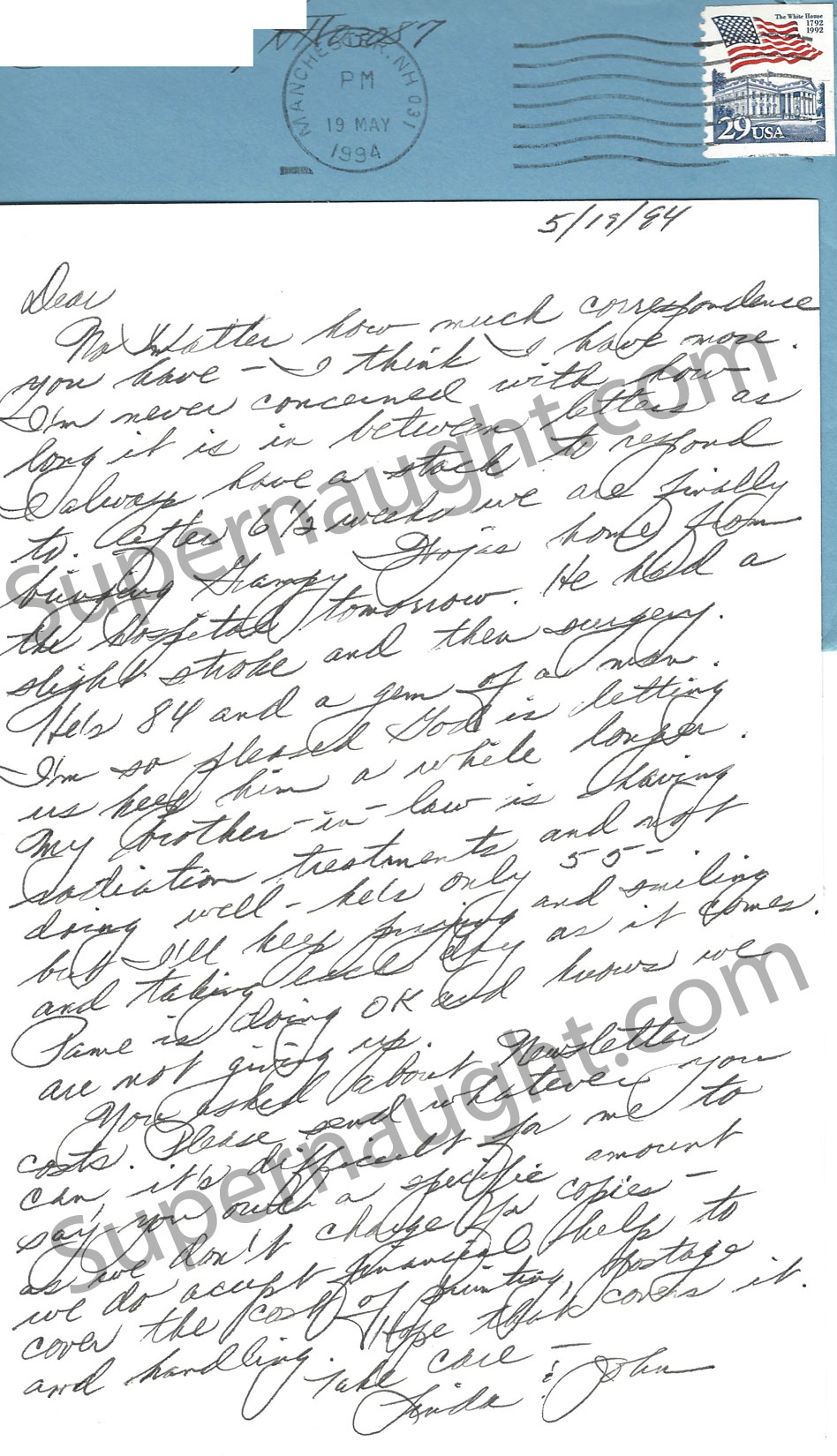 Pamela Smart Signed Card and Envelope from Her Mother Linda Wojas