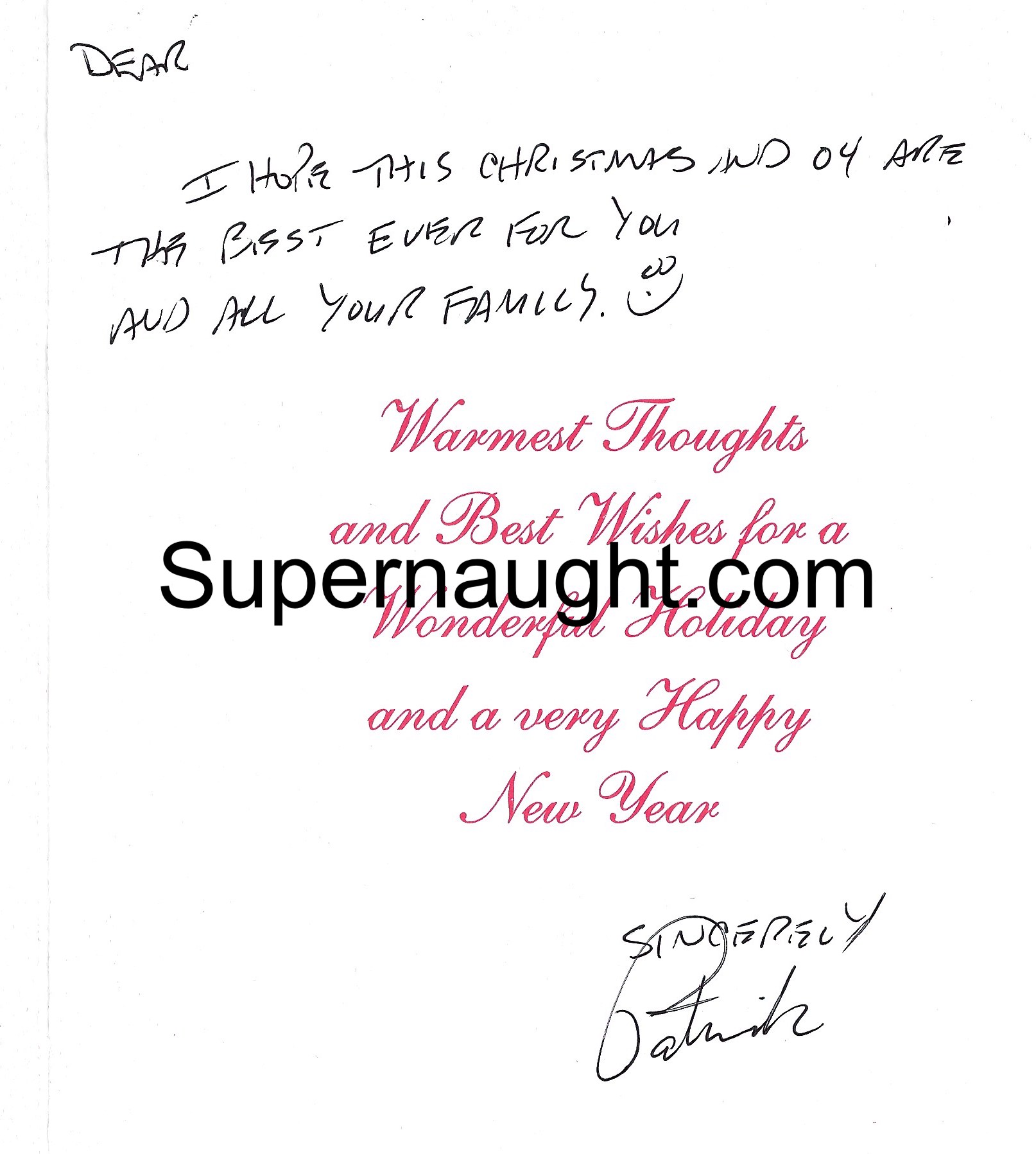 Patrick Gordon Christmas Card And Envelope Set Both Signed