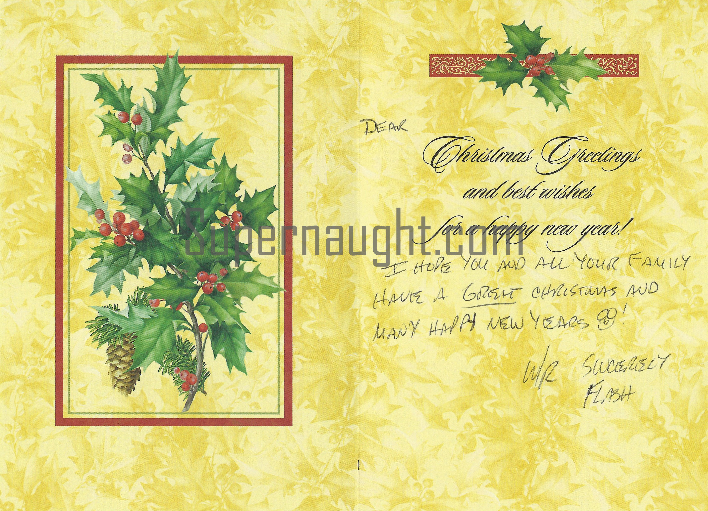 Patrick Gordon Signed Christmas Card
