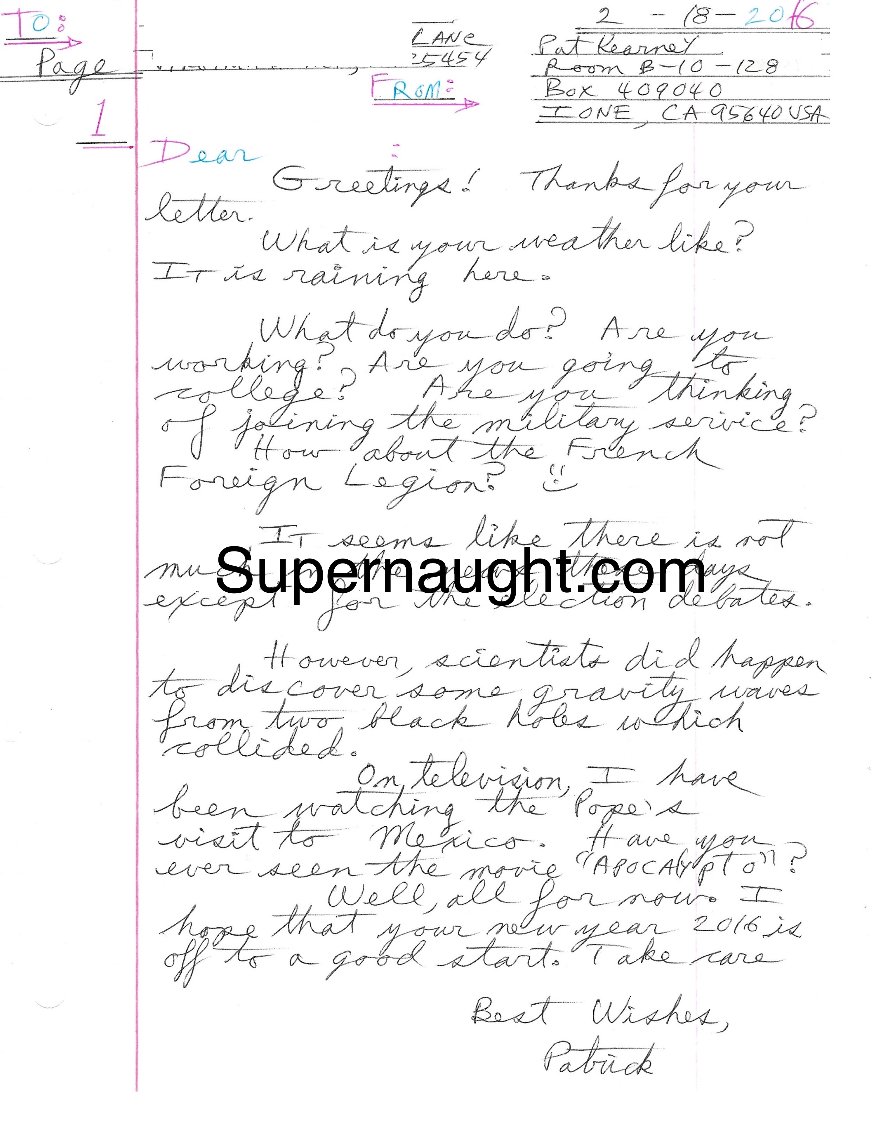Patrick Kearney Letter And Envelope Set Signed
