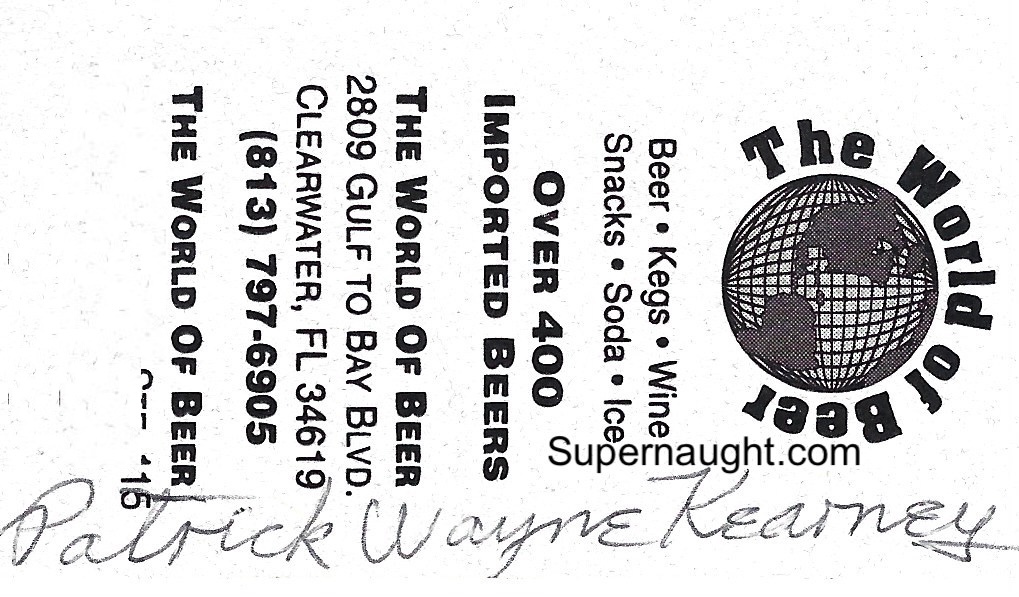 Patrick Kearney Signed World of Beer Card