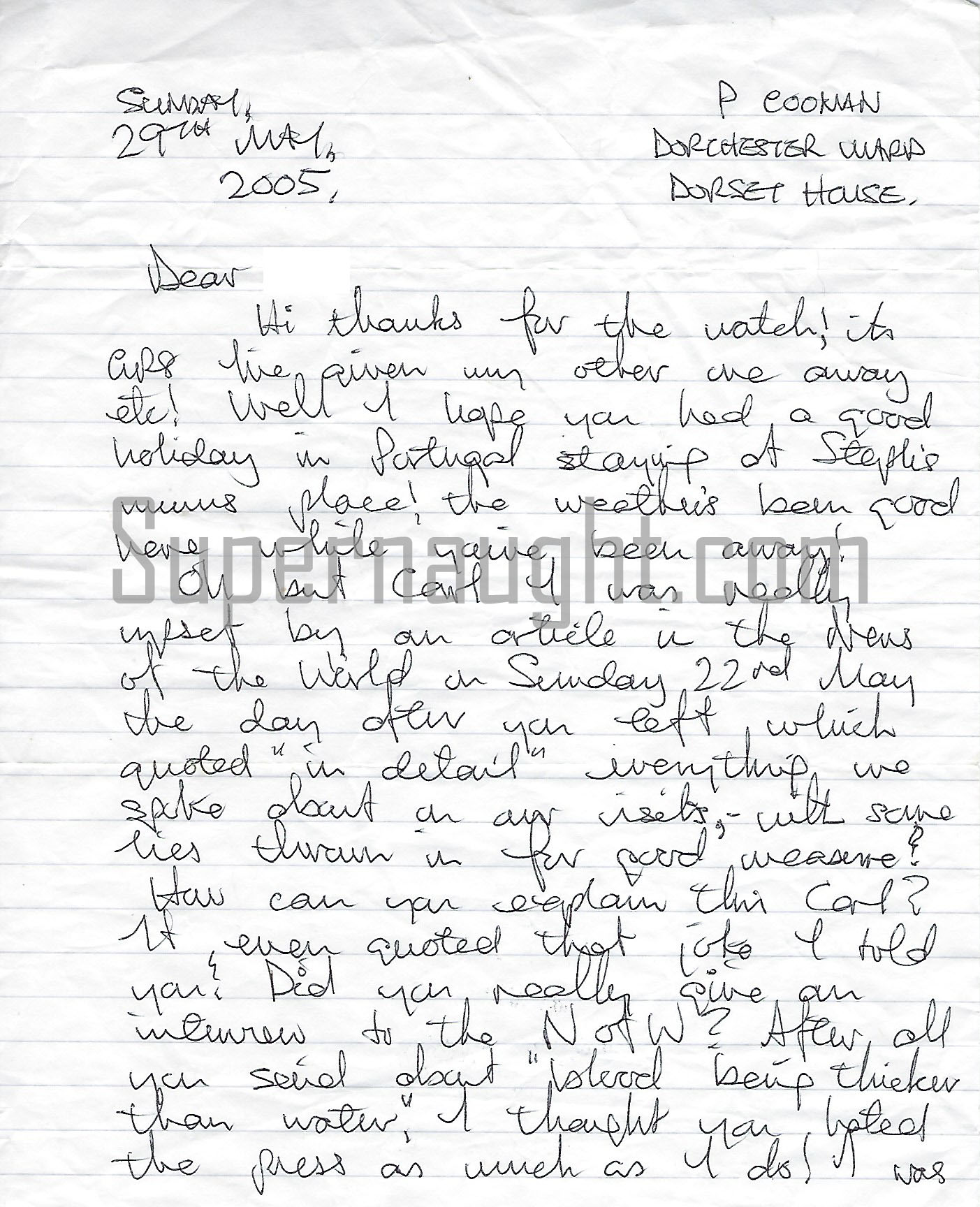 Peter Sutcliffe Signed Yorkshire Ripper Letter to his Brother