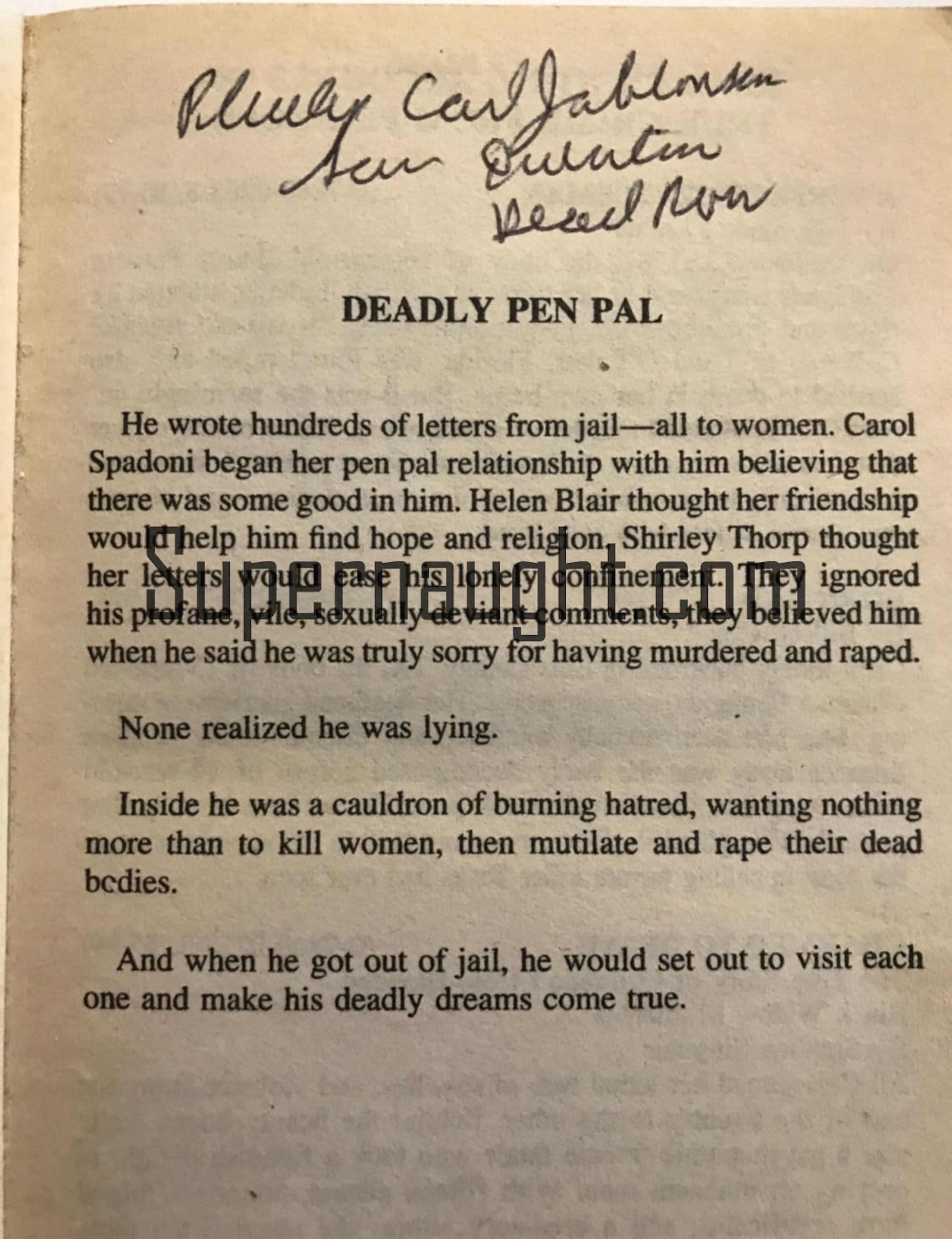 Phillip Jablonski Deadly Urges Book Signed