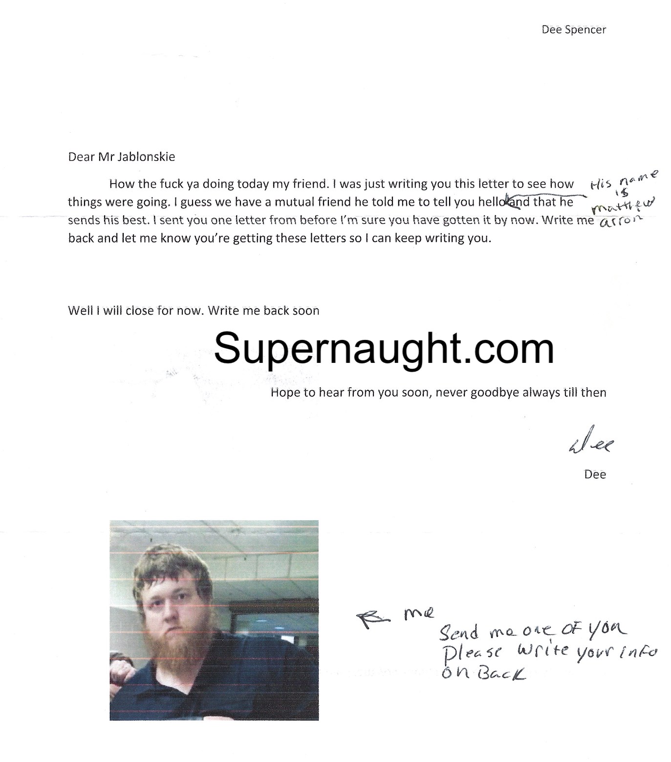 Phillip Jablonski Letter and Hand Tracing From Pen Pal image 2