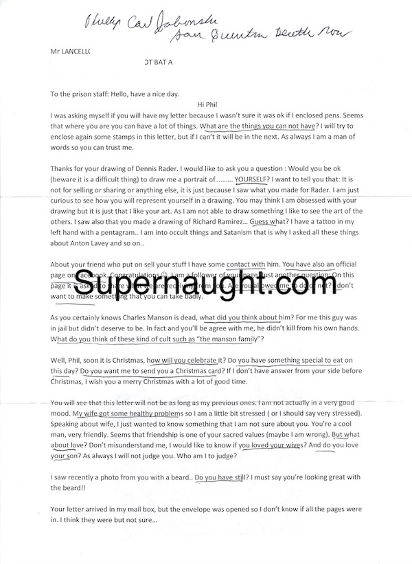 Phillip Jablonski Letter sent to Jablonski Signed by Both