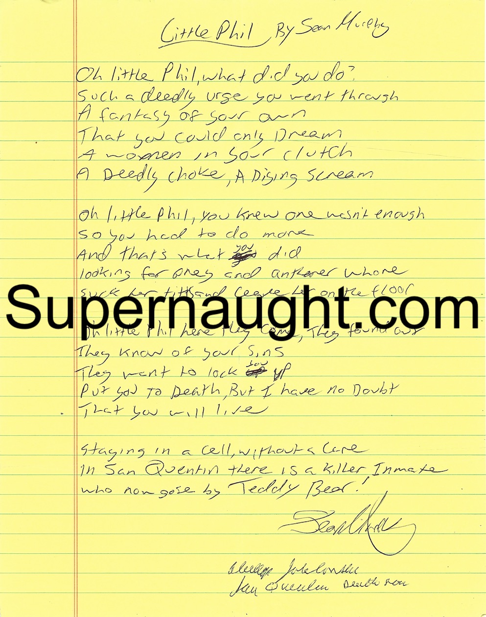 Phillip Jablonski Little Phil Poem Signed