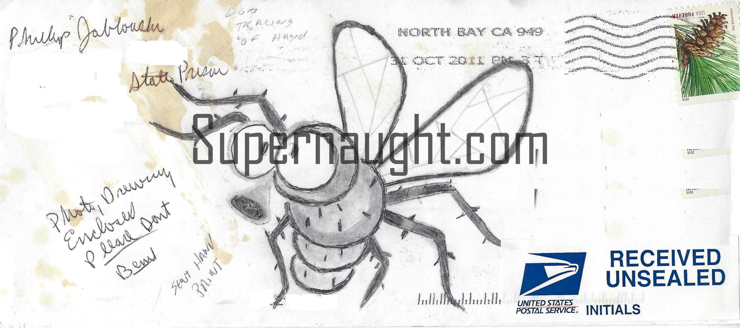 Phillip Jablonski Note with Artwork Envelope Both Signed