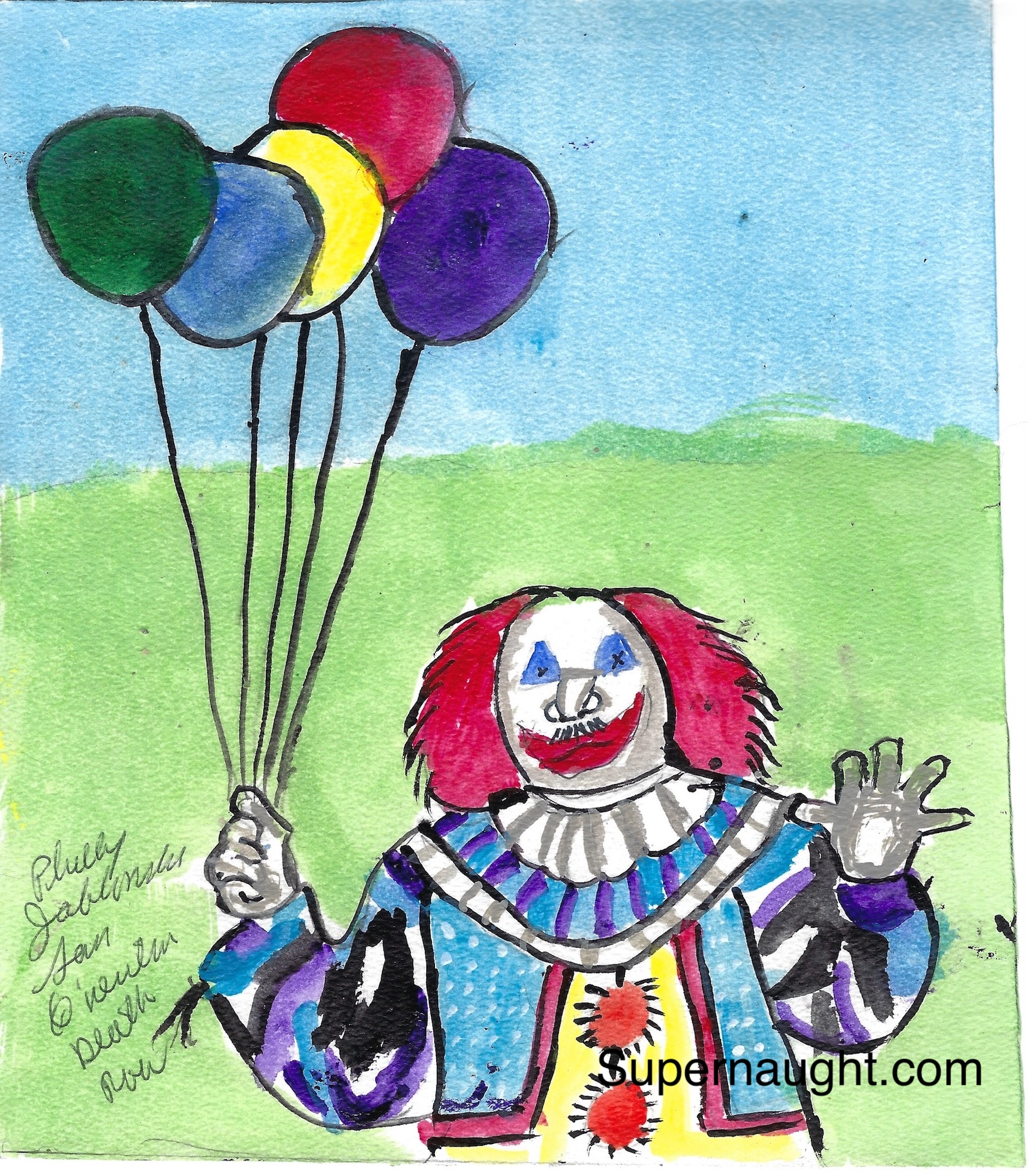 Phillip Jablonski Pennywise with Balloons Painting Signed