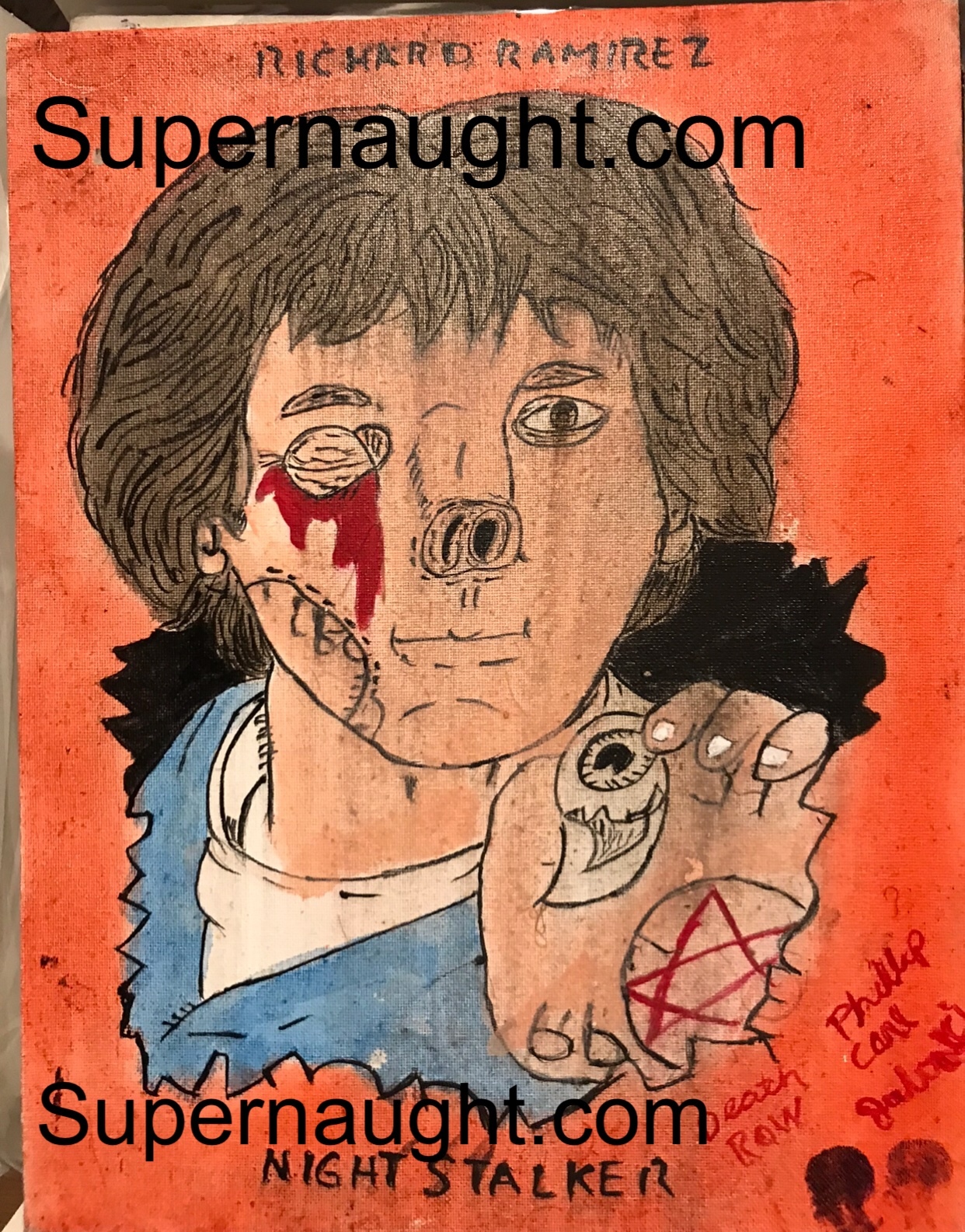 Phillip Jablonski Richard Ramirez Night Stalker Painting Signed Twice
