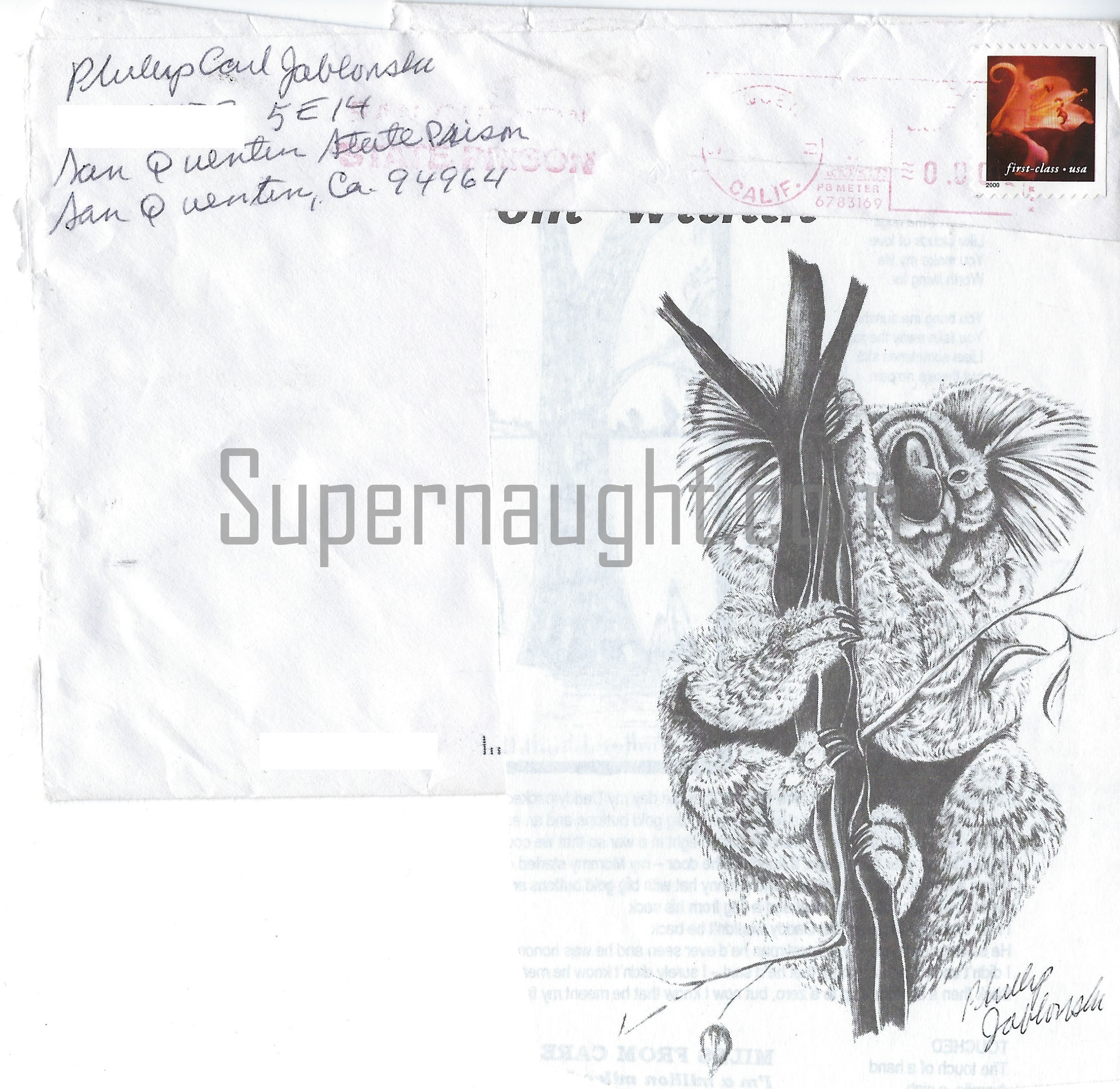 Phillip Jablonski Signed Envelope Koala Bear