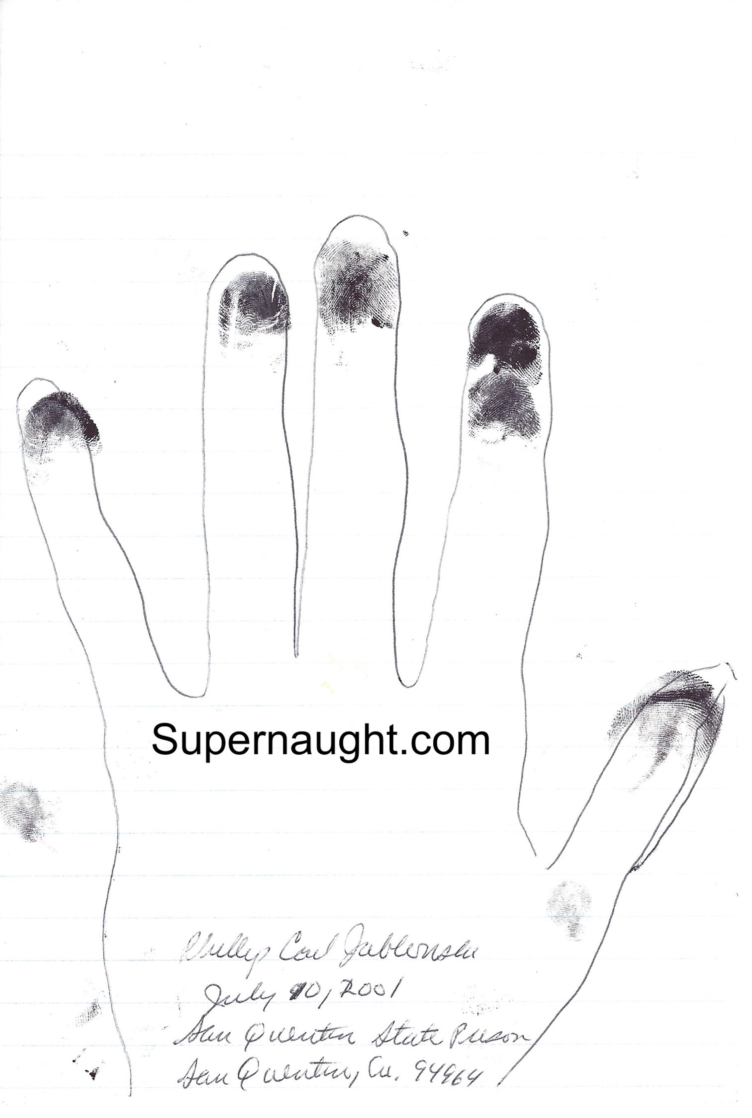 Phillip Jablonski Signed Hand Tracing With Fingerprints