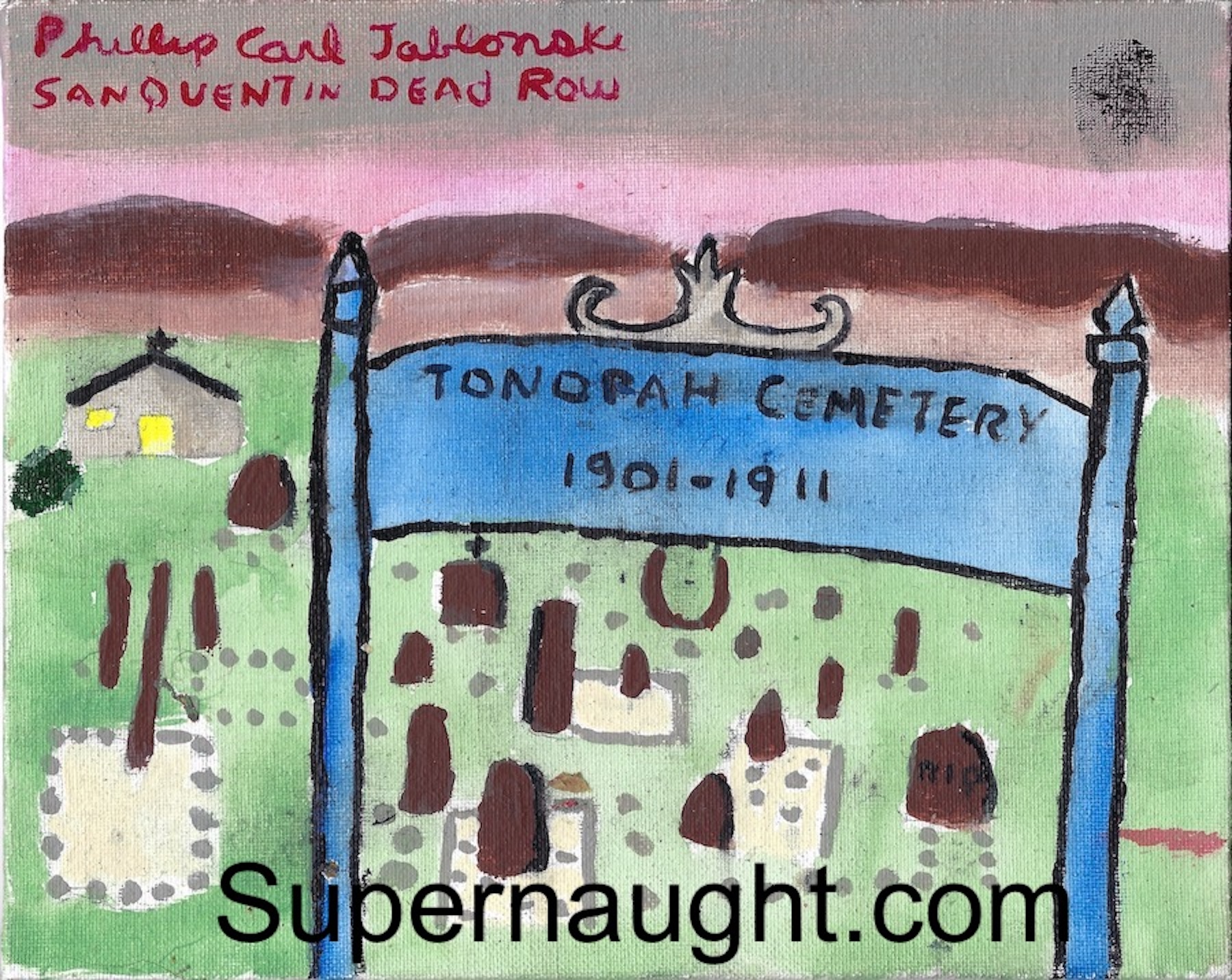 Phillip Jablonski Tonopah Cemetery Painting Signed