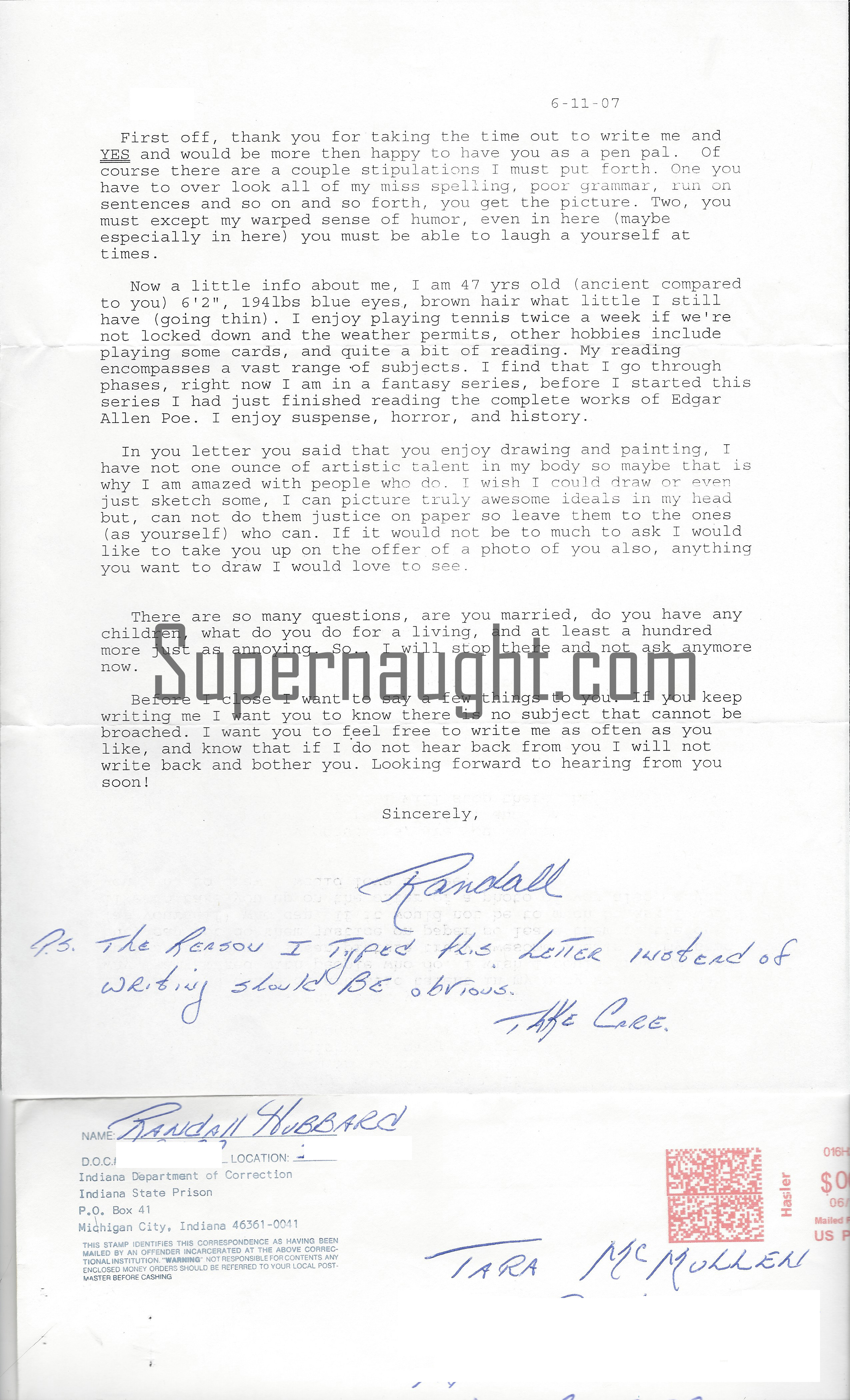Randall Hubbard Letter And Envelope Set Both Signed