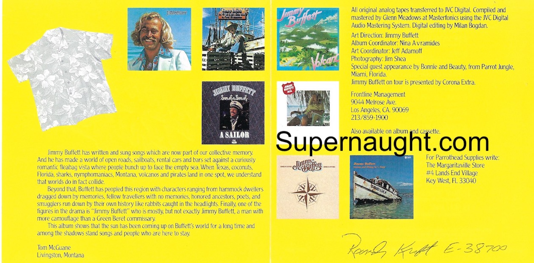 Randy Kraft Jimmy Buffet CD Signed Twice