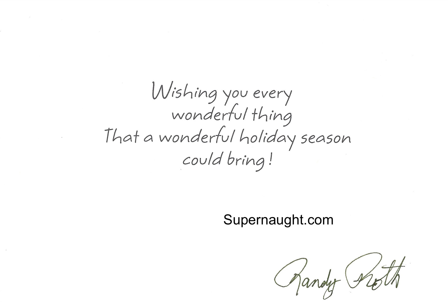 Randy Roth Signed Christmas Card