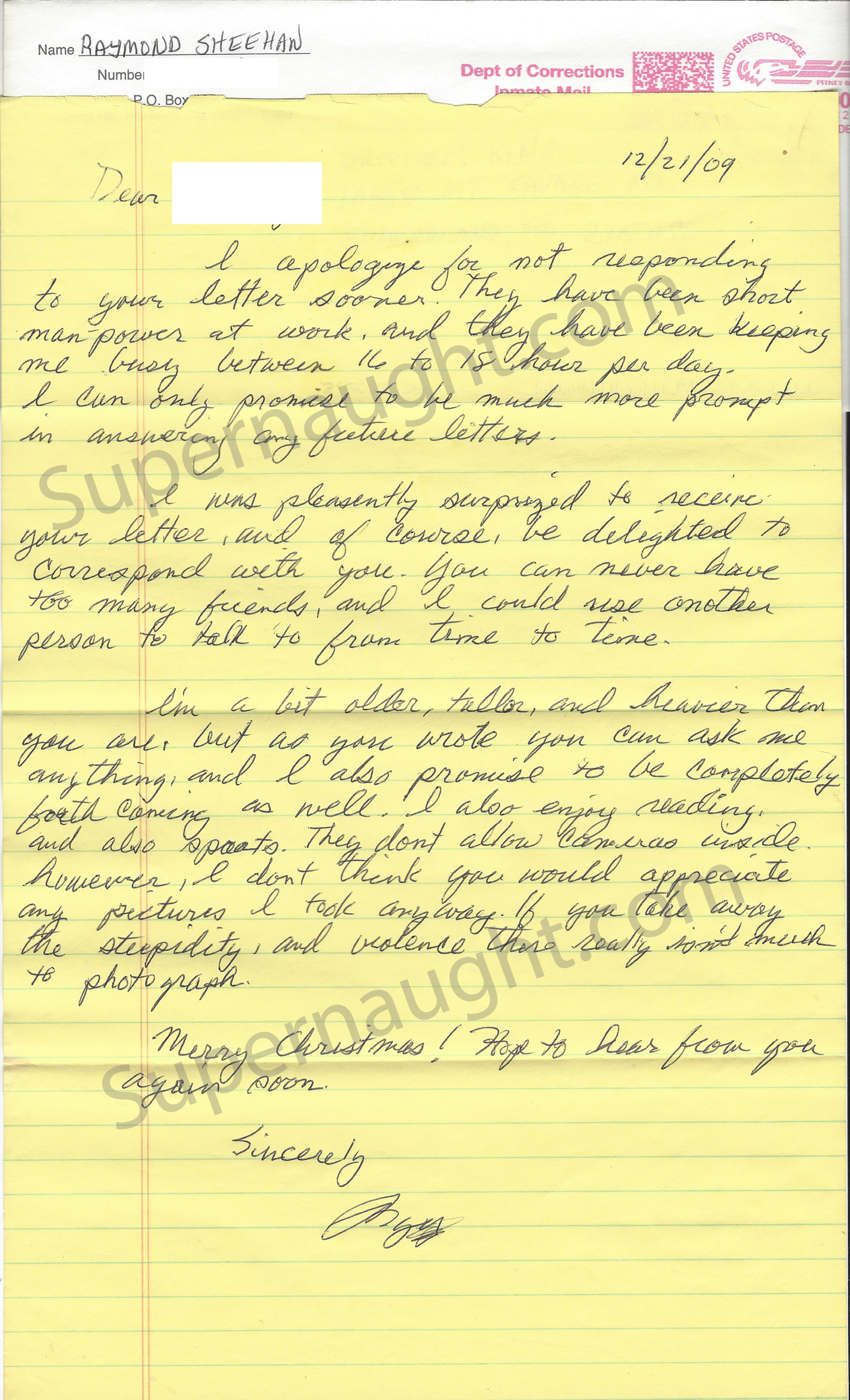 Raymond Sheehan Letter and Envelope Set Both Signed