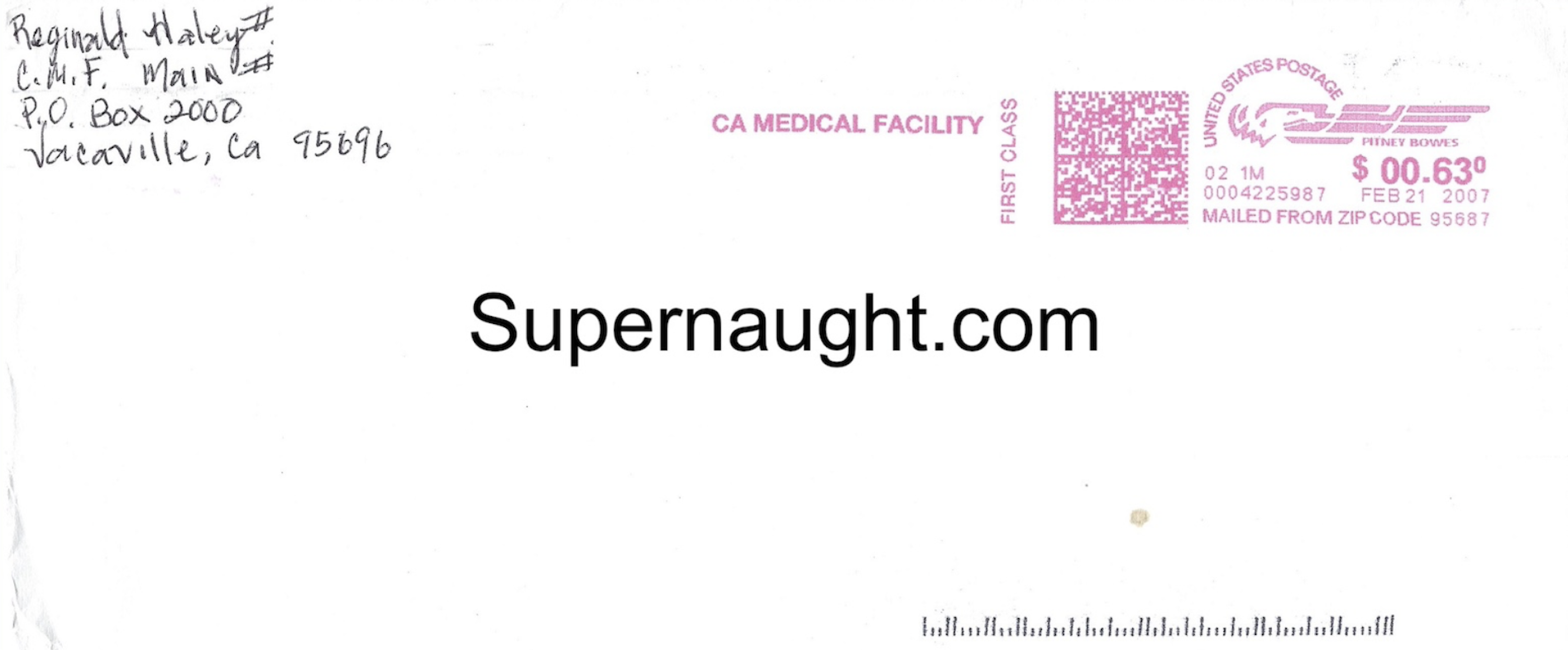 Reginald Haley Signed Prison Envelope