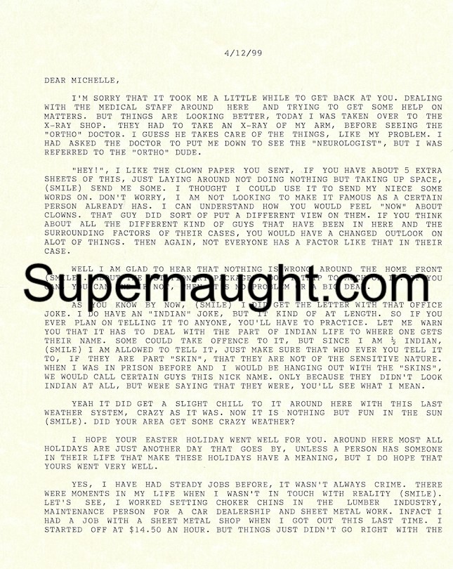 Richard Allen Davis Letter from Death Row
