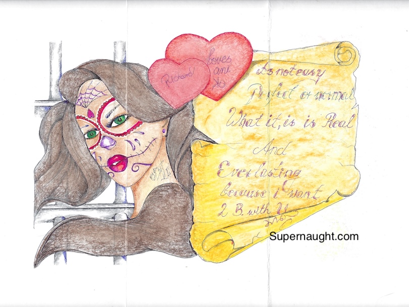 Richard Clarey Handmade Valentine's Card Artwork and Envelope Both Signed