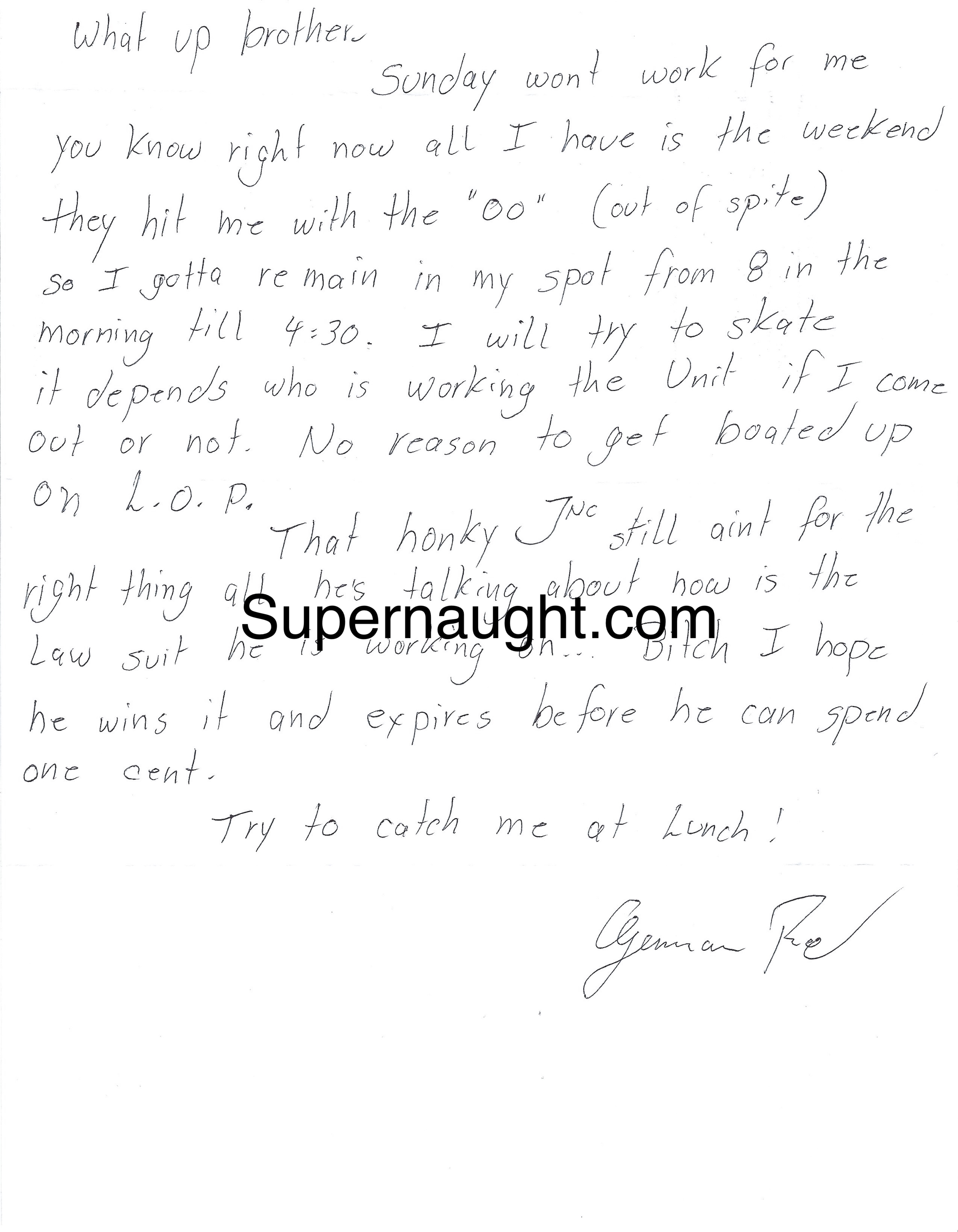 Richard Clarey Handwritten Letter Signed with Moniker German Red