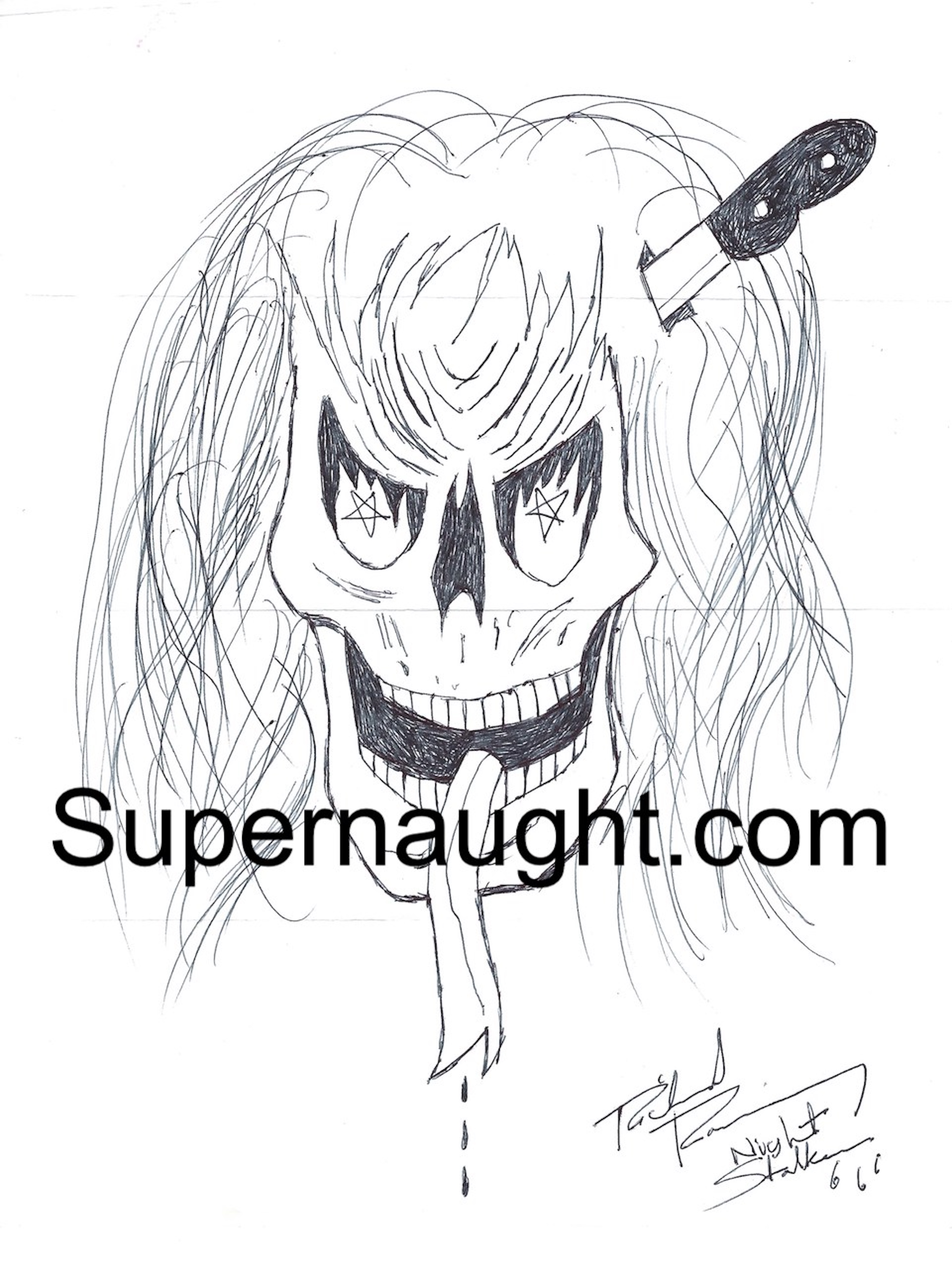 Richard Ramirez Demon Skull Knife Artwork Signed