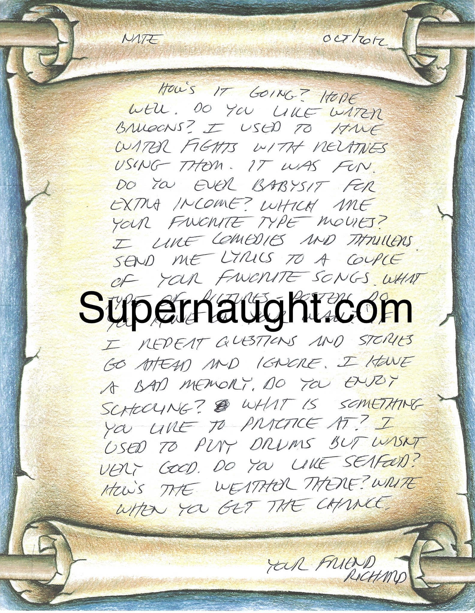 Richard Ramirez Handwritten 2012 Letter and Envelope Both Set