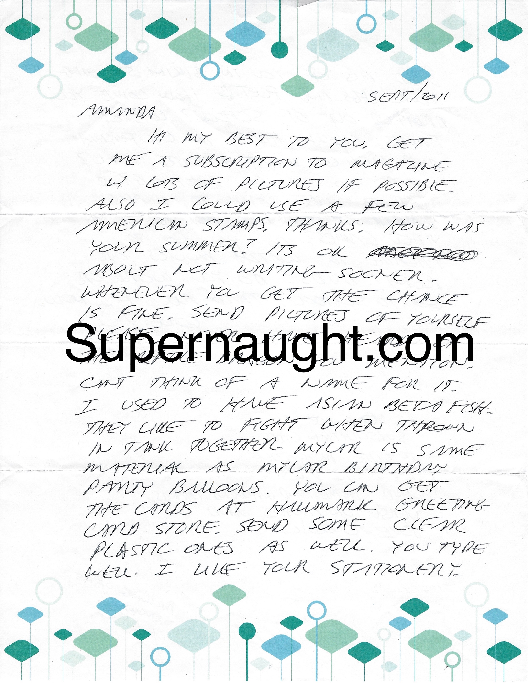 Richard Ramirez Handwritten Letter Autographed