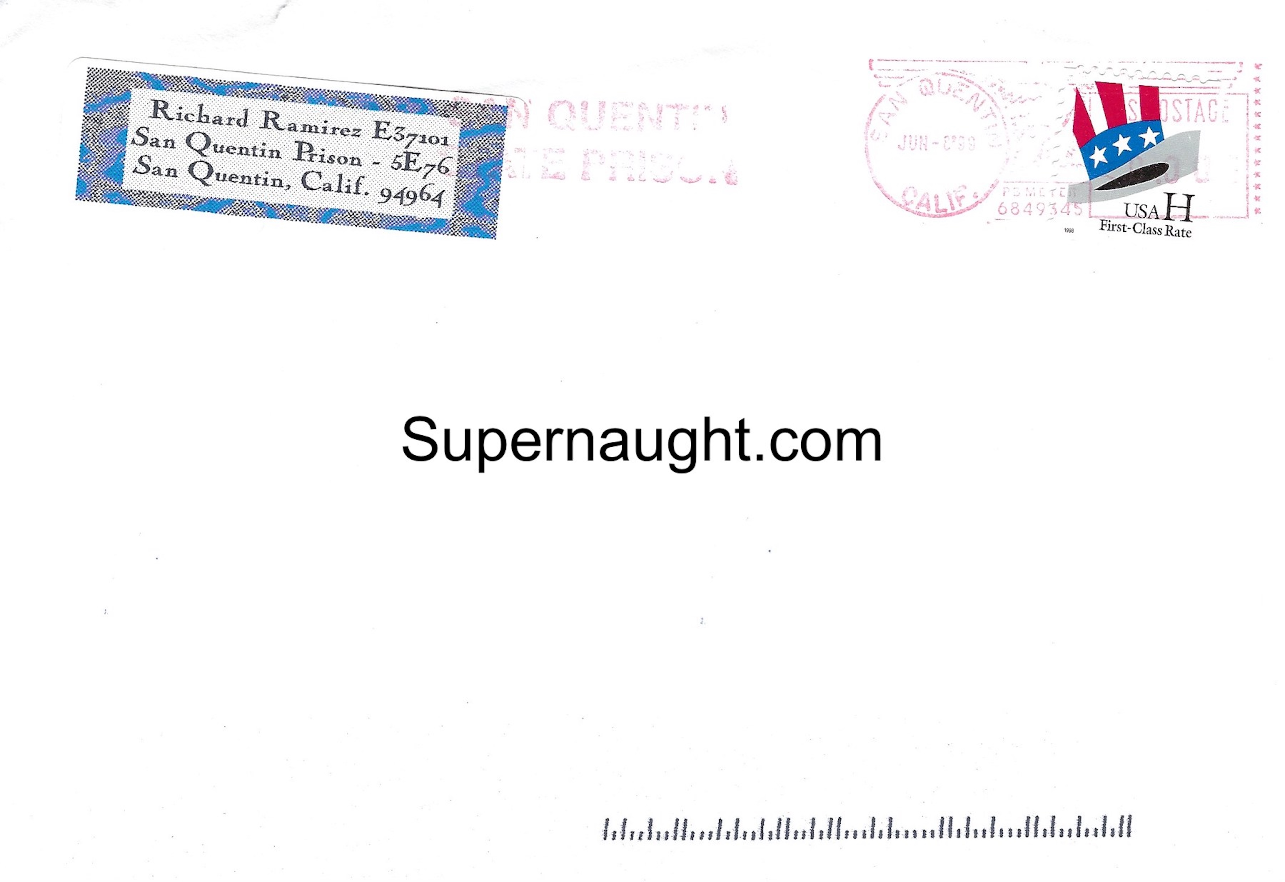 Richard Ramirez Night Stalker Letter Signed with Envelope image 2