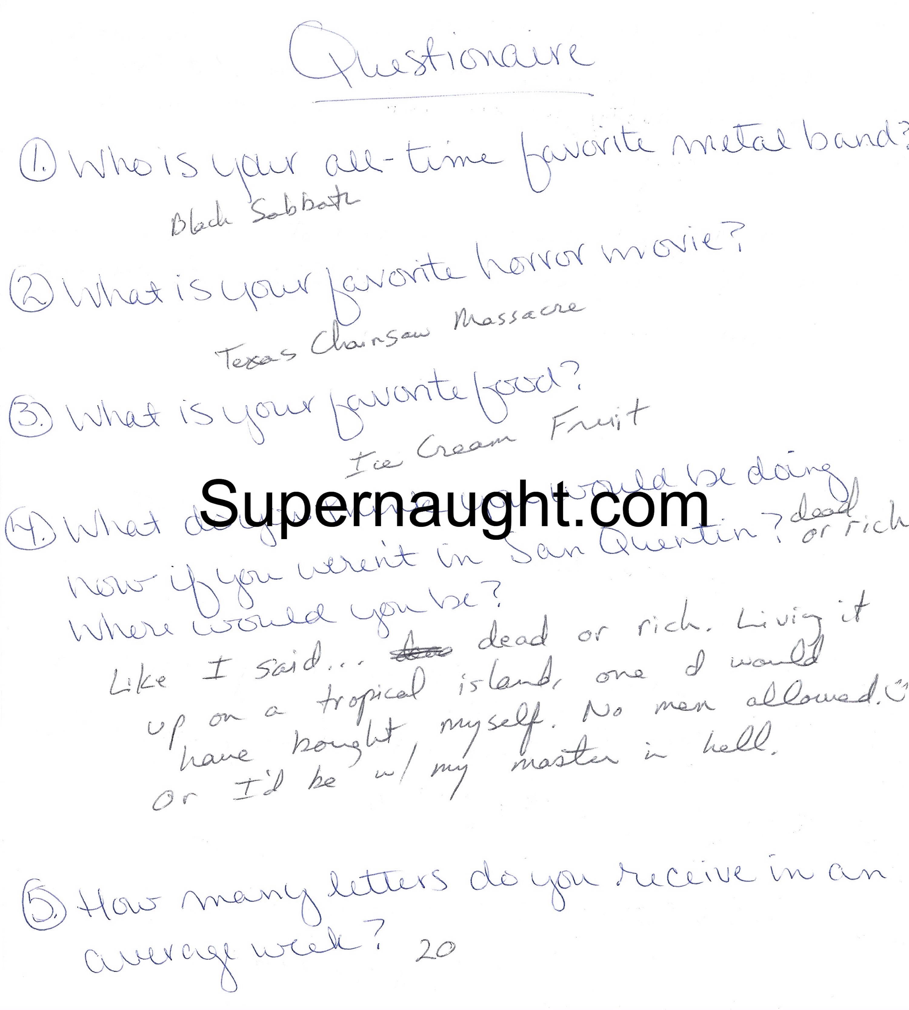 Richard Ramirez Questionnaire with Signed Envelope