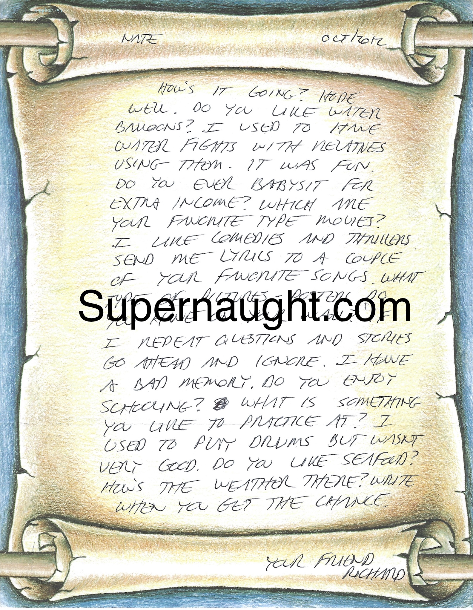 Richard Ramirez Signed Letter And Envelope Set 2012 Night Stalker
