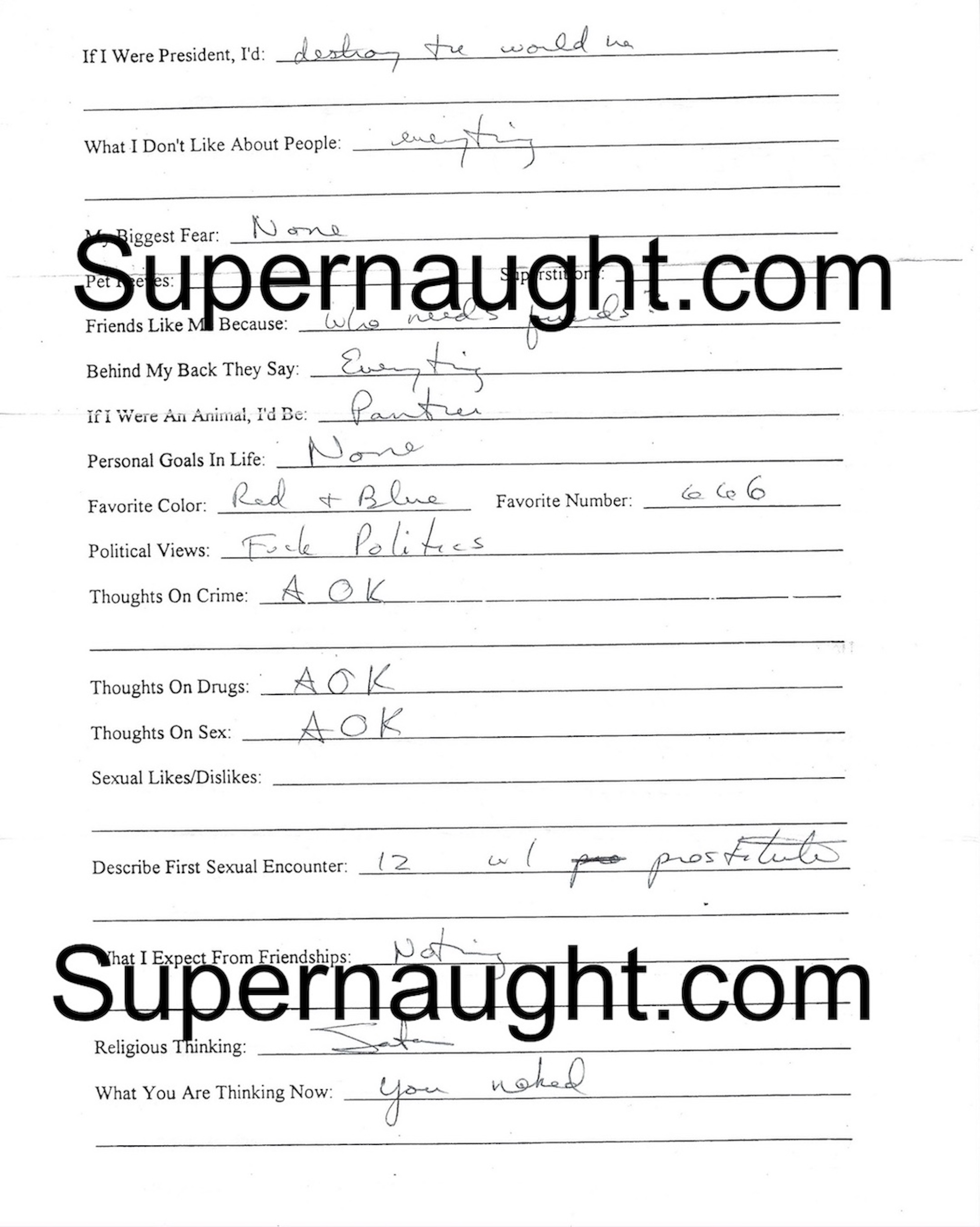 Richard Ramirez Signed Questionnaire image 2