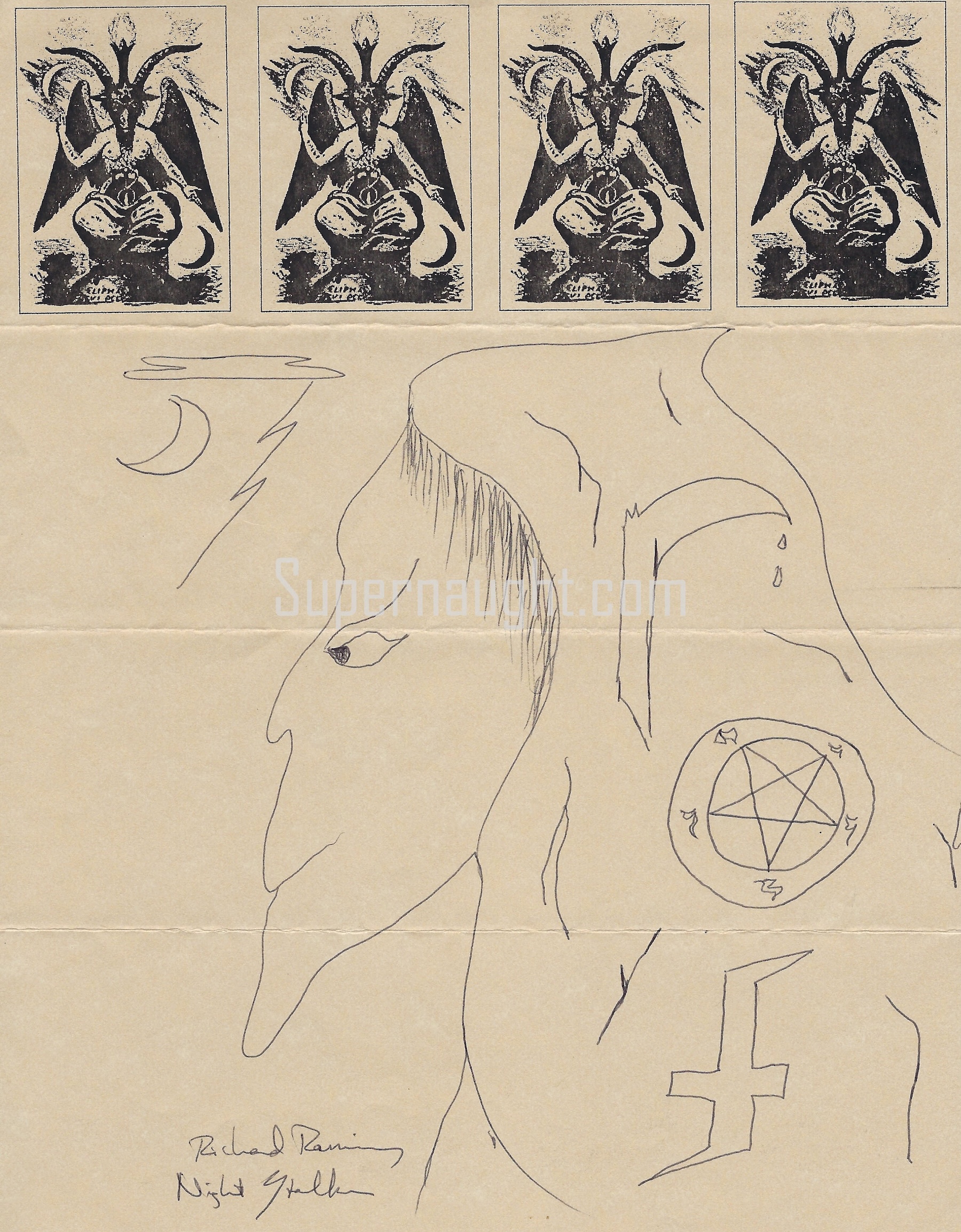 Richard Ramirez Signed Satanic Artwork