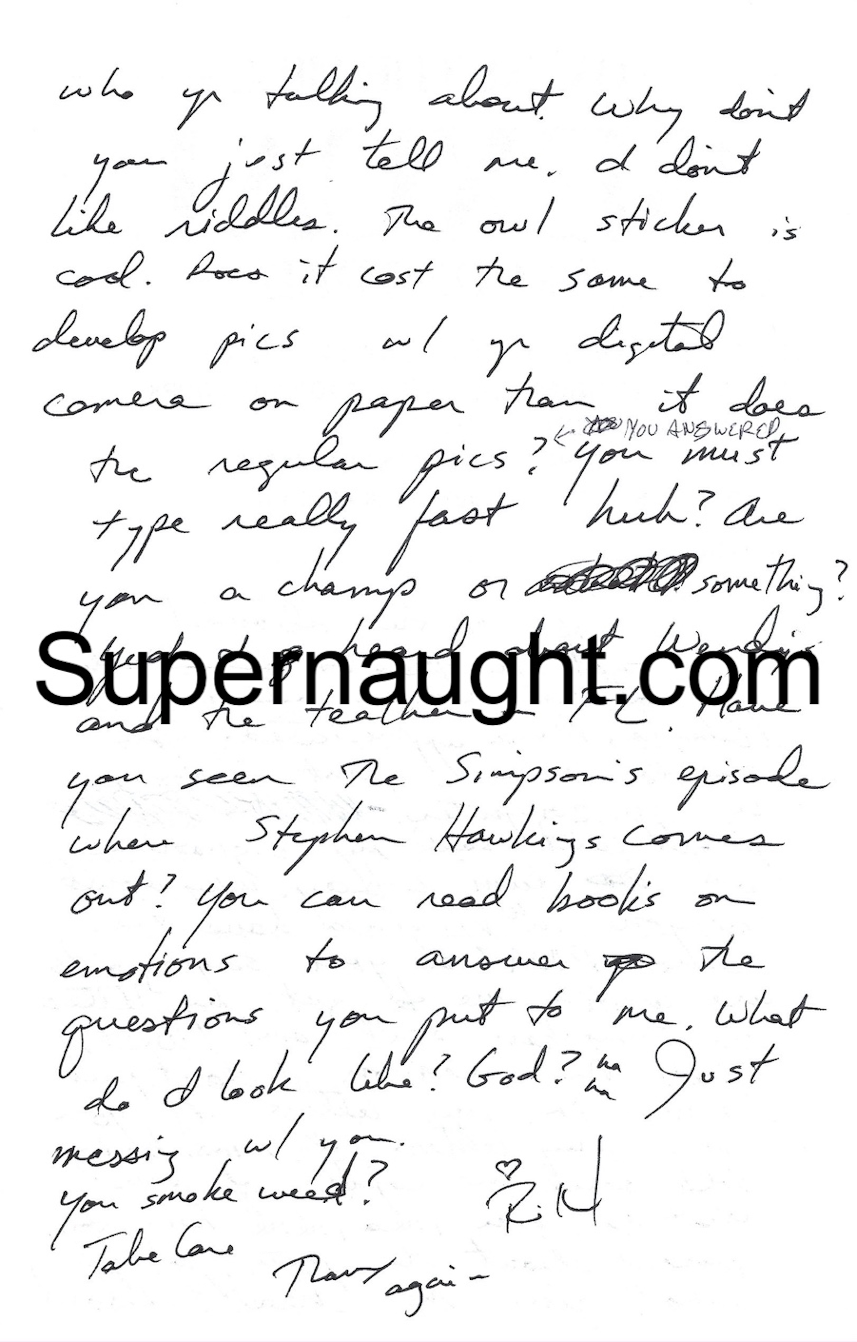 Richard Ramirez Who Wants to Give Me Head Signed Letter