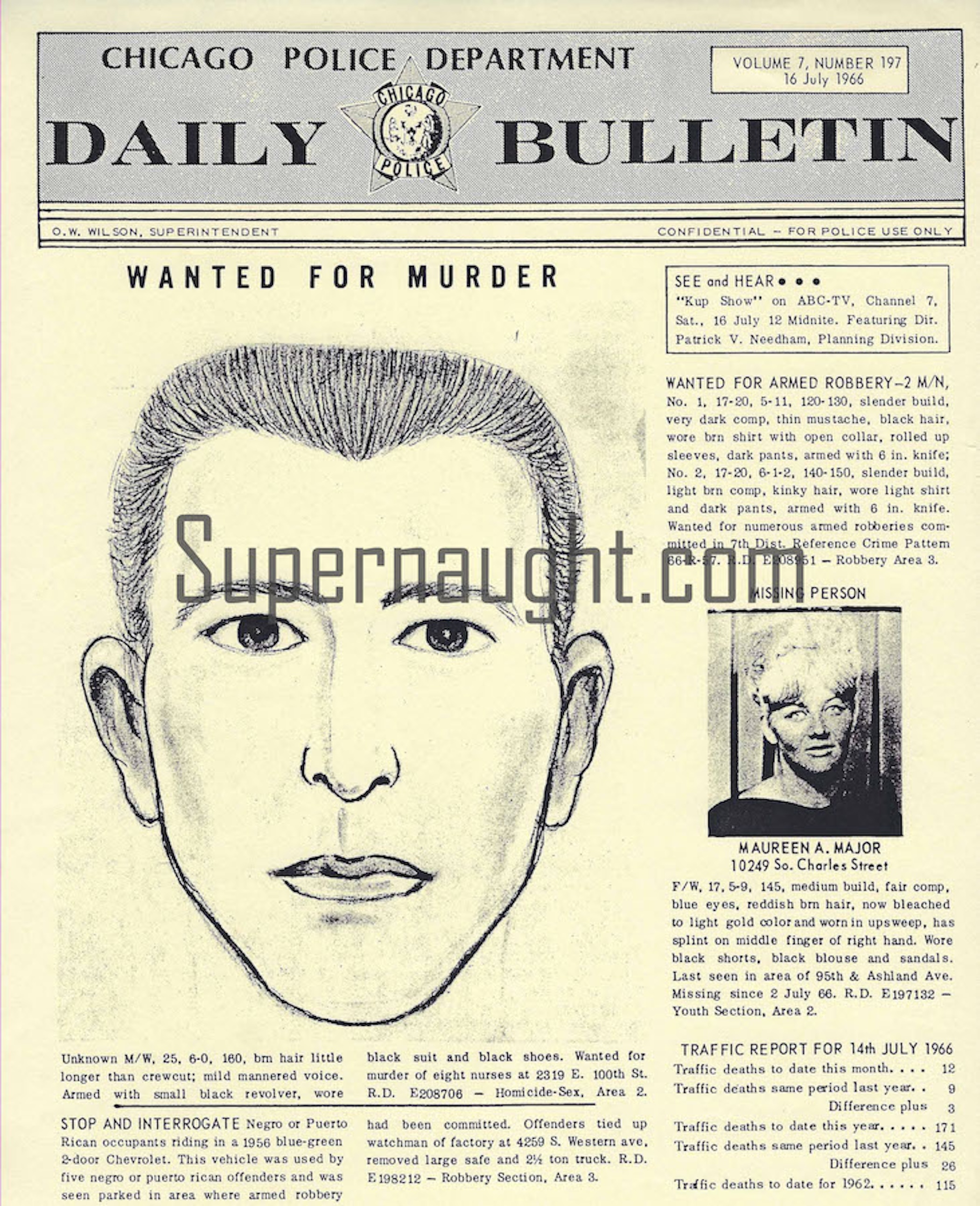 Richard Speck 1966 Wanted Flyers Two Replicas