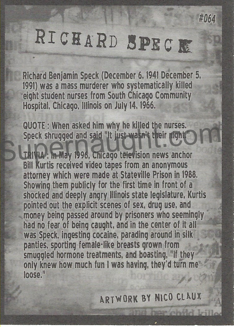 Richard Speck Two True Crime Trading Cards image 4