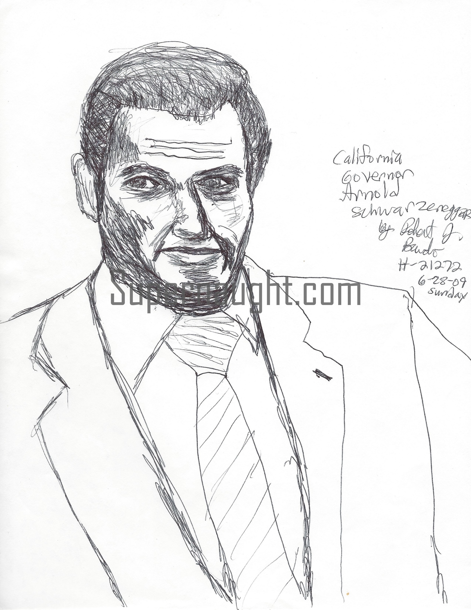 Robert Bardo Governor Arnold Schwarzenegger Drawing Signed