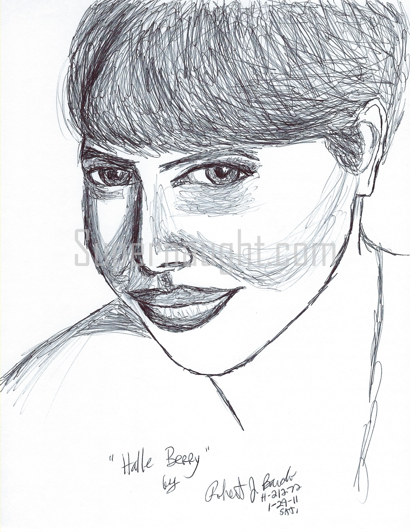 Robert Bardo Halle Berry Drawing Signed